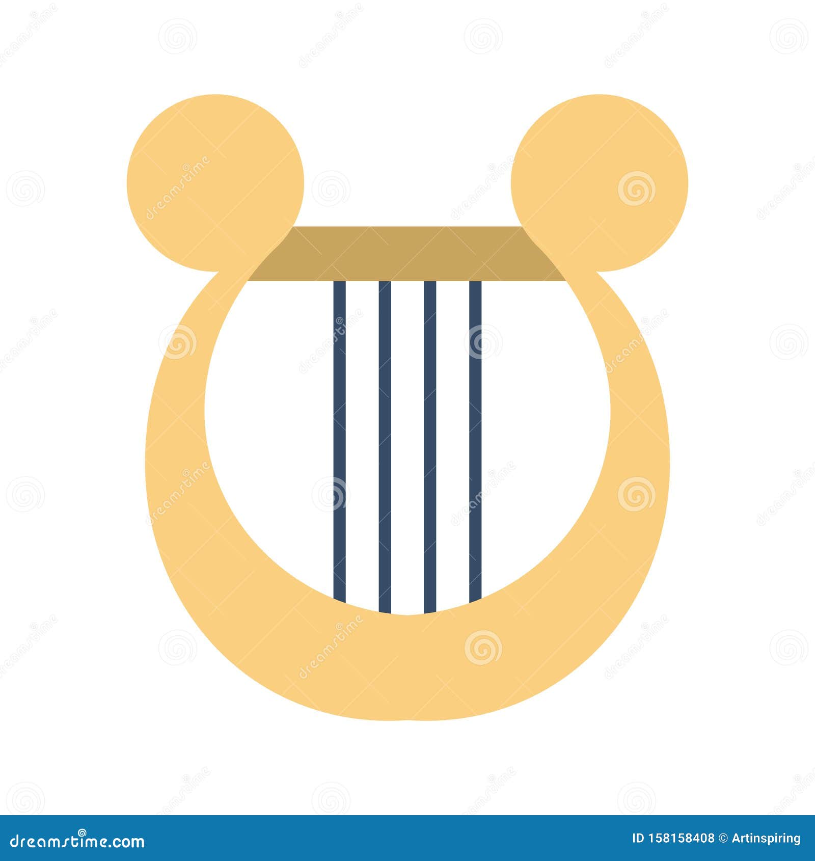Harp or Lyre Icon. Symbol of Music Instrument, Antique Stock Vector