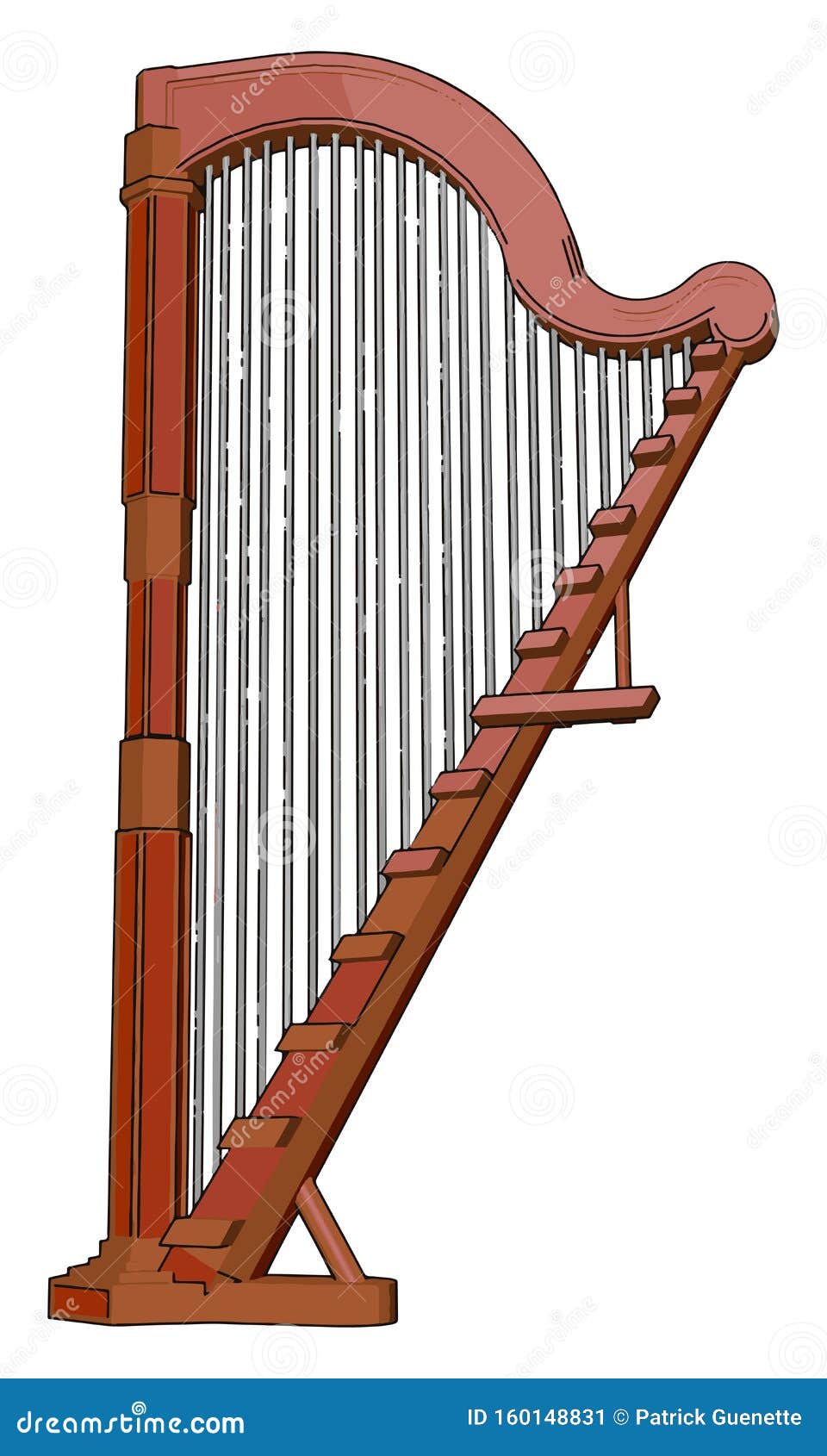Harp a Musical Instrument Vector or Color Illustration Stock Vector