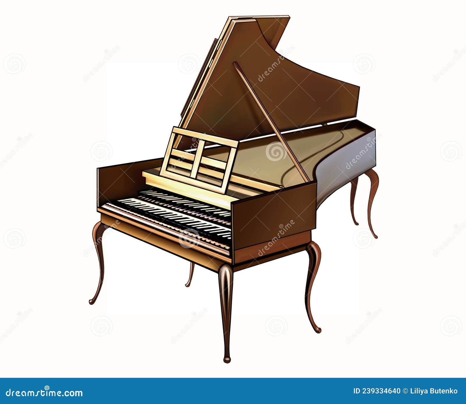Harpsichord Musical Instrument Stock Illustration Illustration of