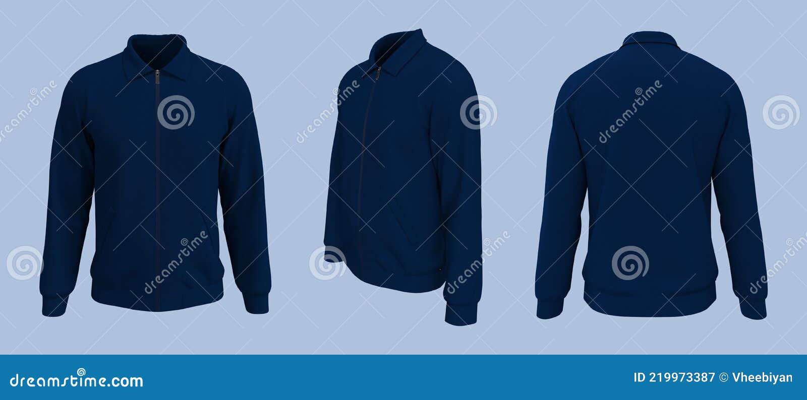 Harrington Jacket Mockup Front and Back Views Stock Illustration ...