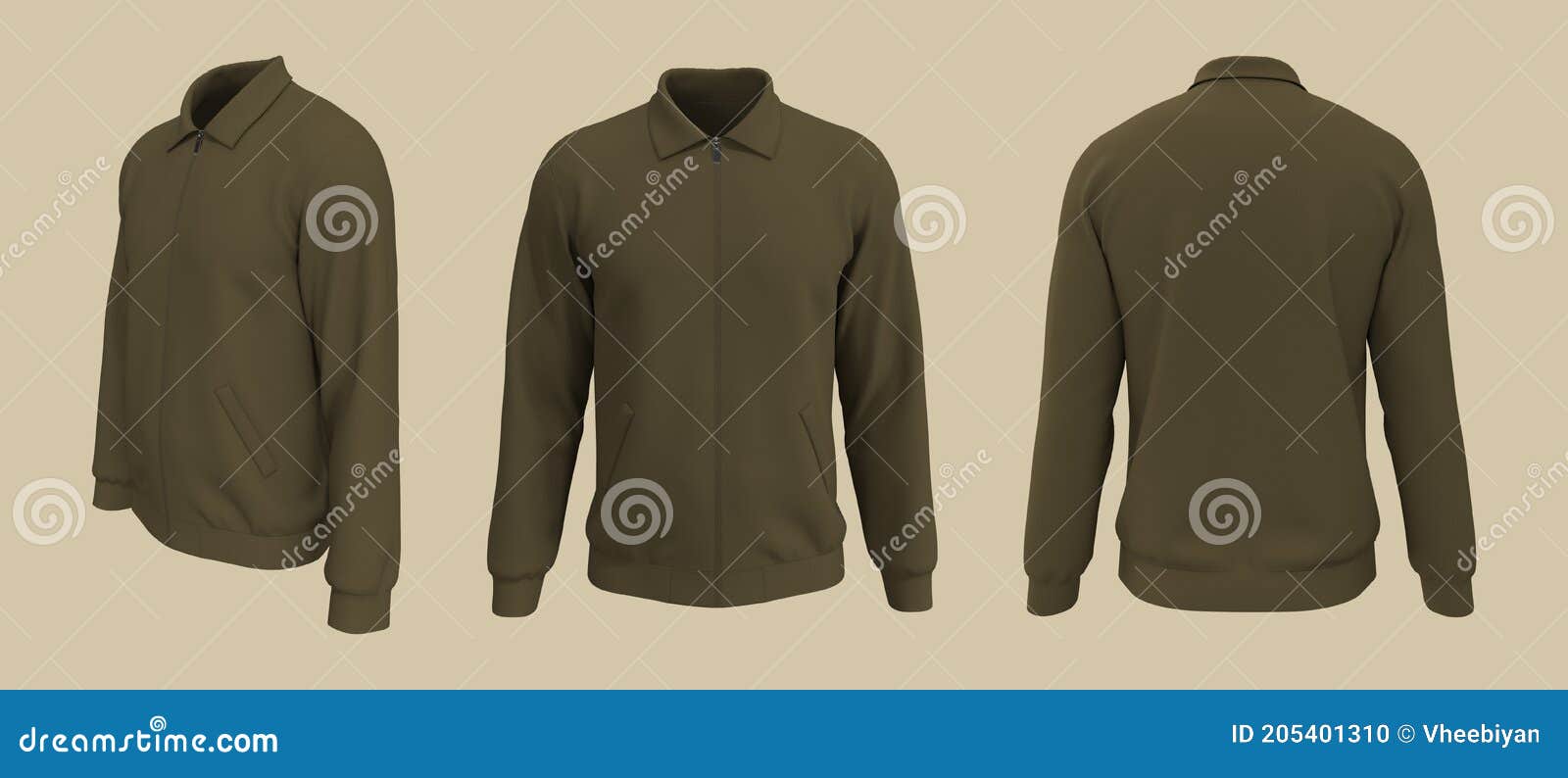 Download Harrington Jacket Mockup Front, Side And Back Views Stock Illustration - Illustration of clothes ...