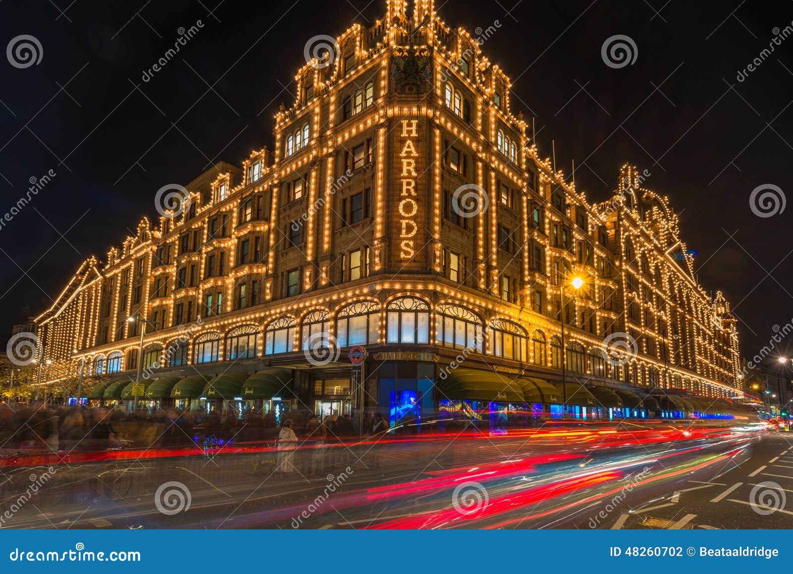 Harrods Store in London, UK with Christmas Decorations Editorial ...