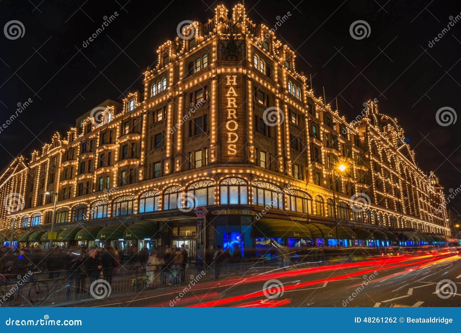 Harrods Store in London, UK with Christmas Decorations Editorial ...