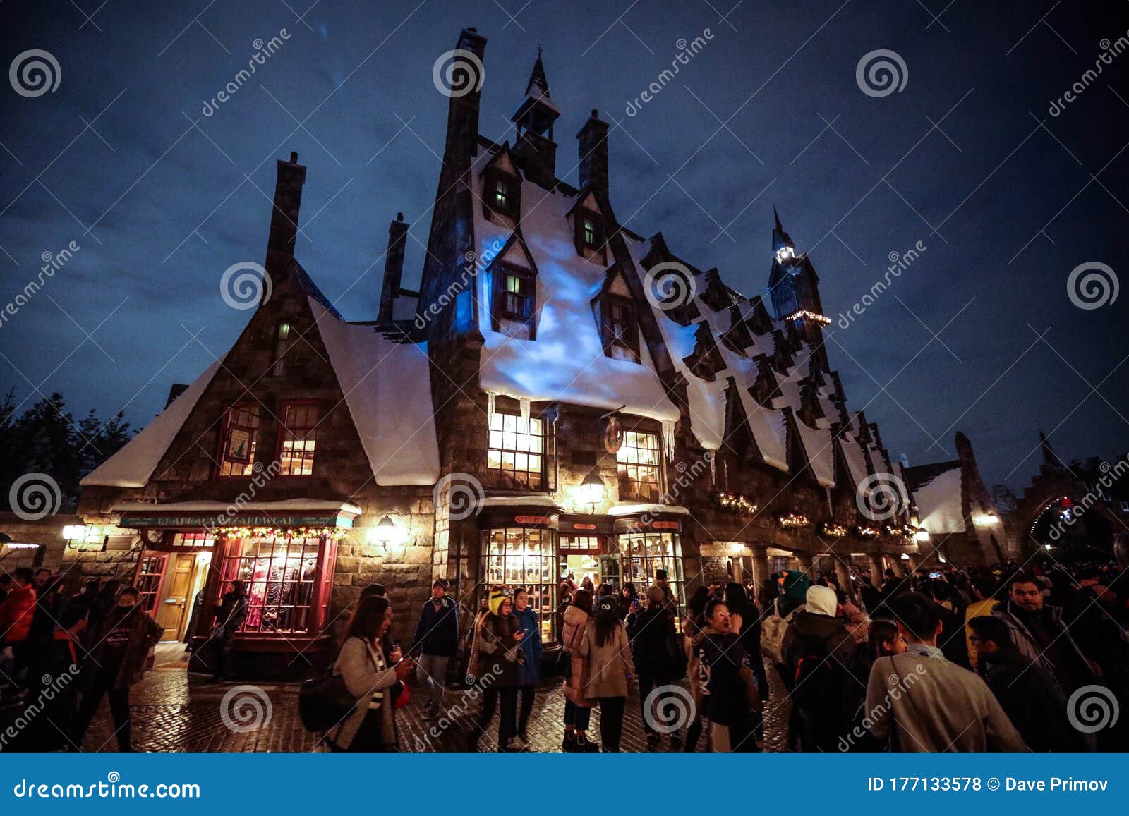 Evening View To the Harry Potter Village Hogsmeade in Universal