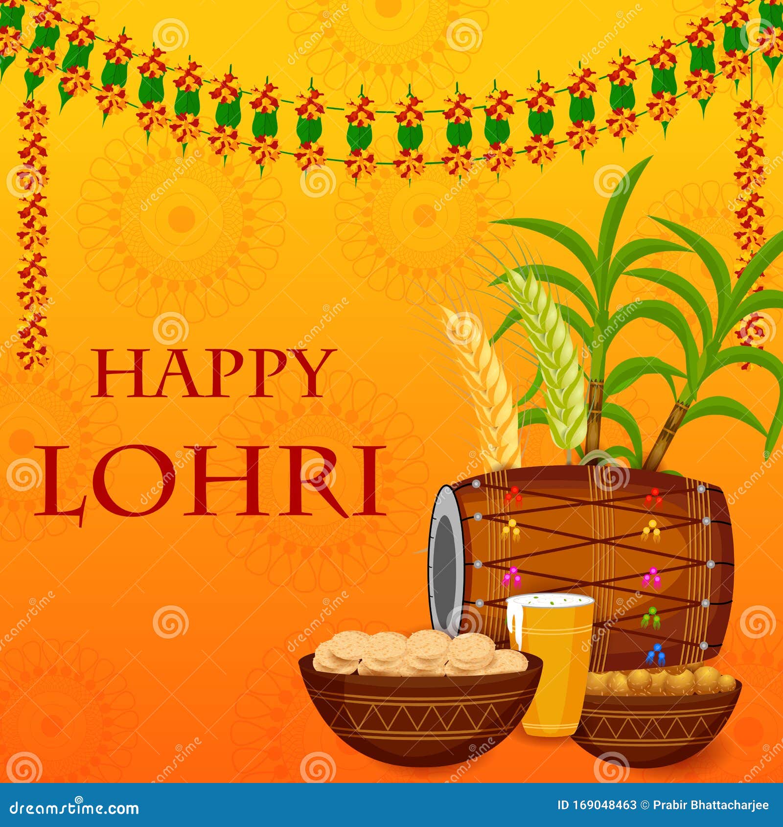 Harvest Festival of Punjab, India Happy Lohri Holiday Background Stock  Vector - Illustration of occasion, baisakhi: 169048463