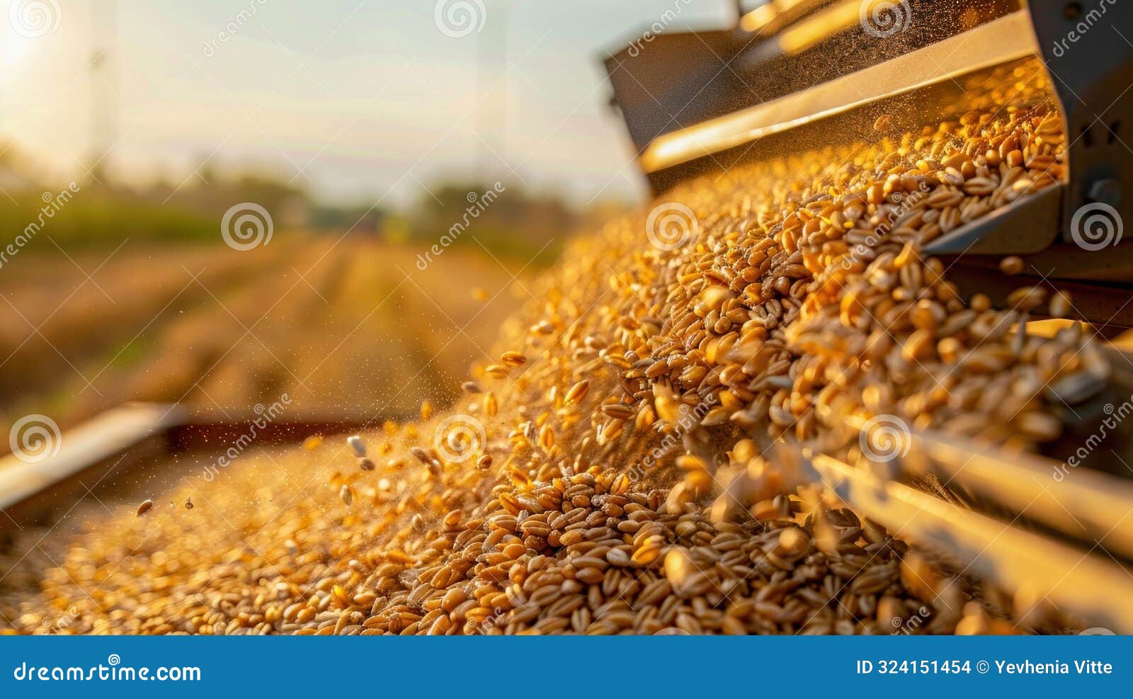 harvesting grain with modern machinery. generative ai