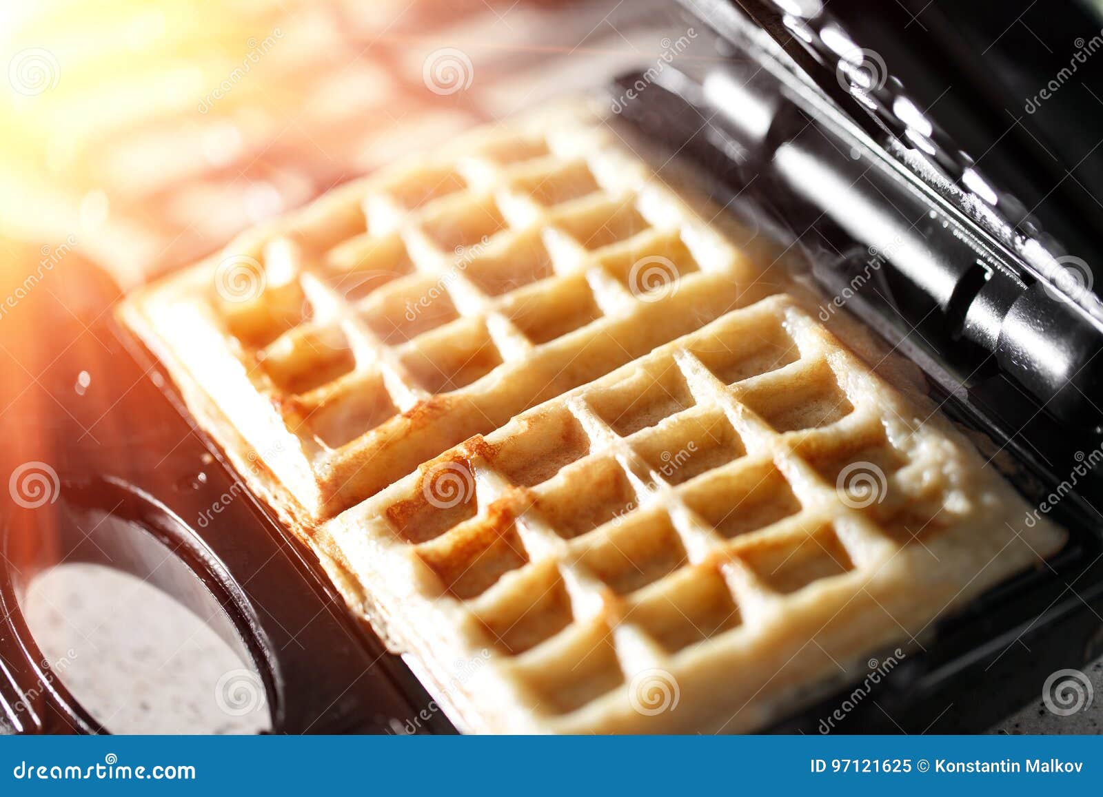 Hash Browns Made in Waffle Maker Kitchen Hack Stock Image - Image