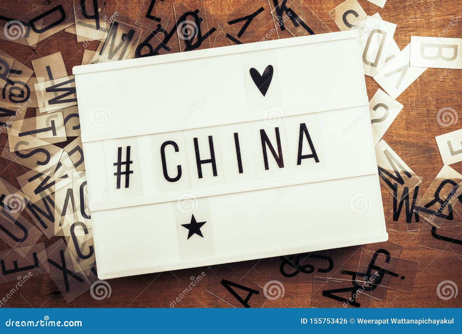 Hashtag China on Lightbox stock photo. Image of foreign 