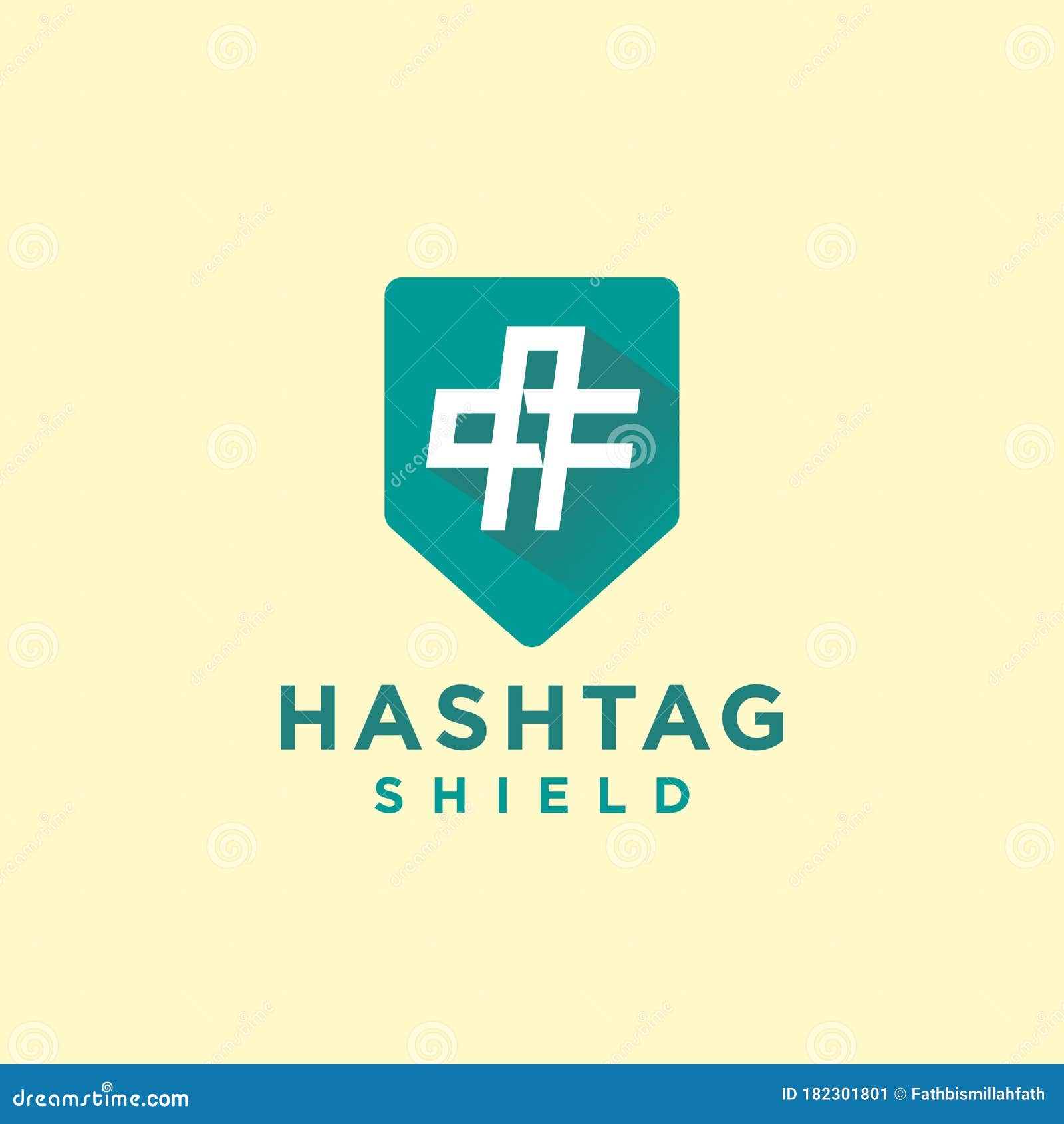 Hashtag Shield Logo Design Vector, Showing Shield Icon with Hashtag
