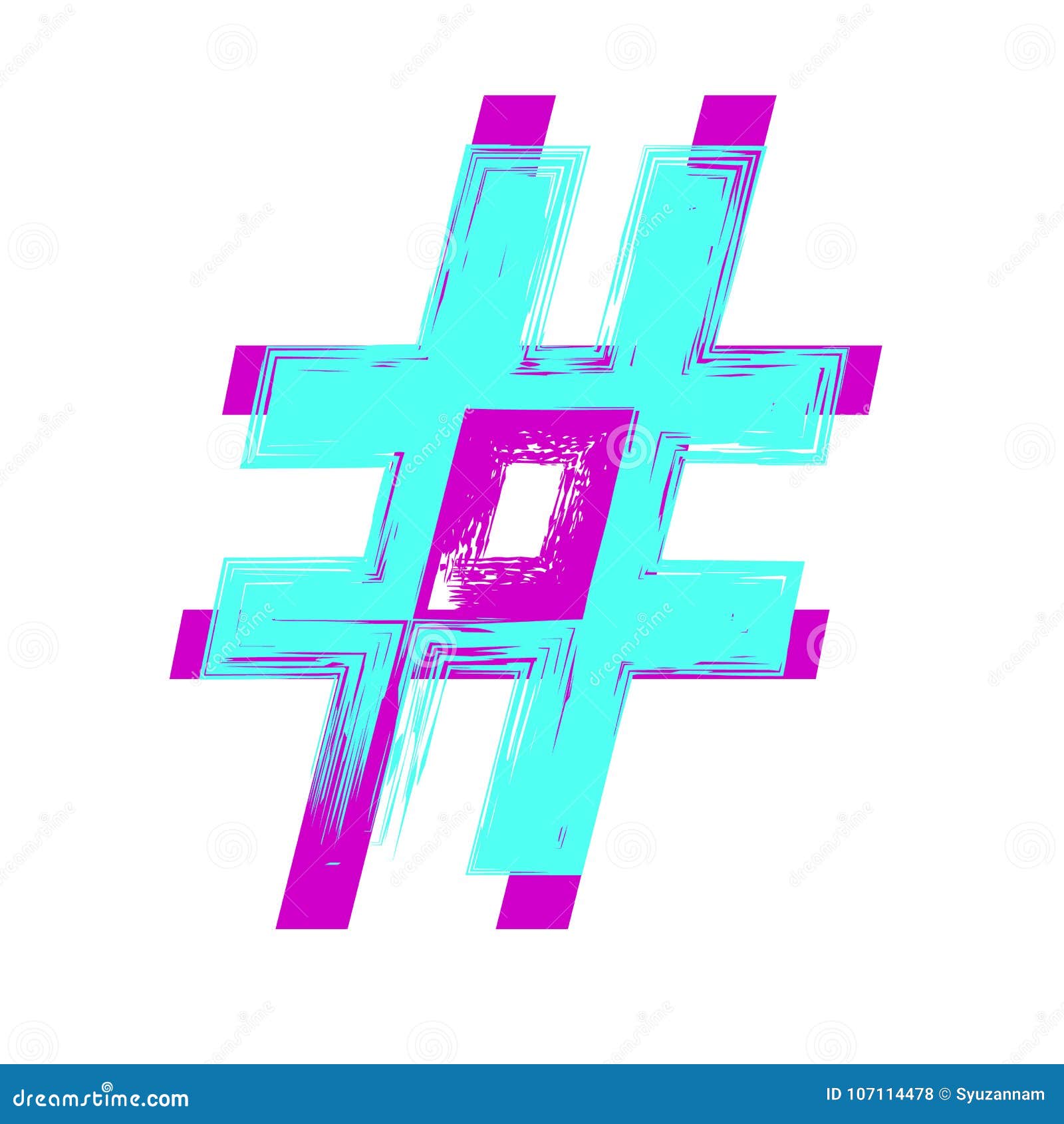 Hashtag Sign on White Background. Stock Vector Illustration of media
