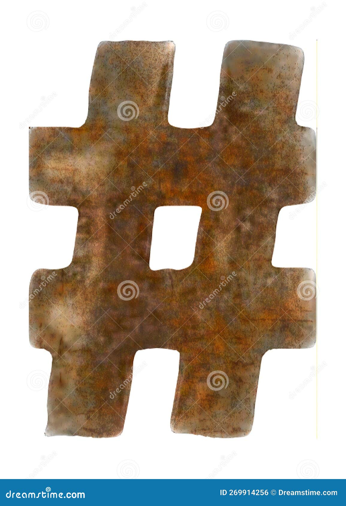 Hashtag Symbol Vintage Antique Text Isolated 3d Rendering Stock