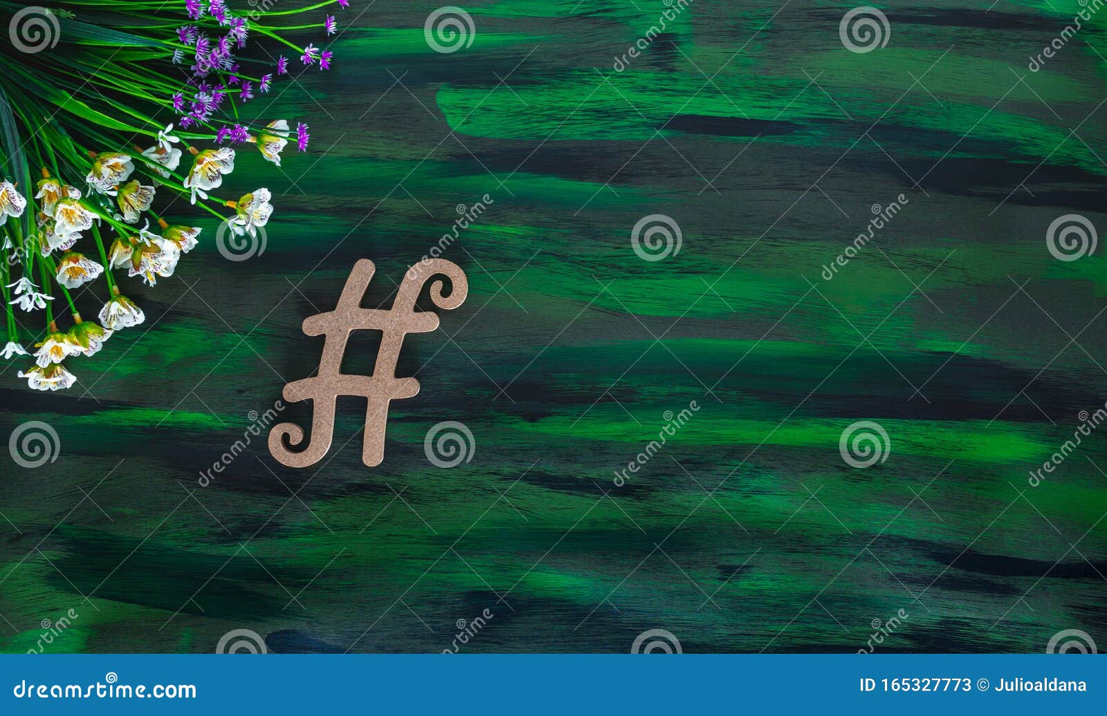 hashtag tagging  made with wooden letter on hand painted canvas.