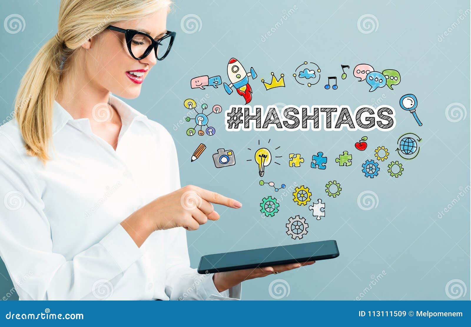 Hashtags Text with Business Woman Stock Image Image of hashtag