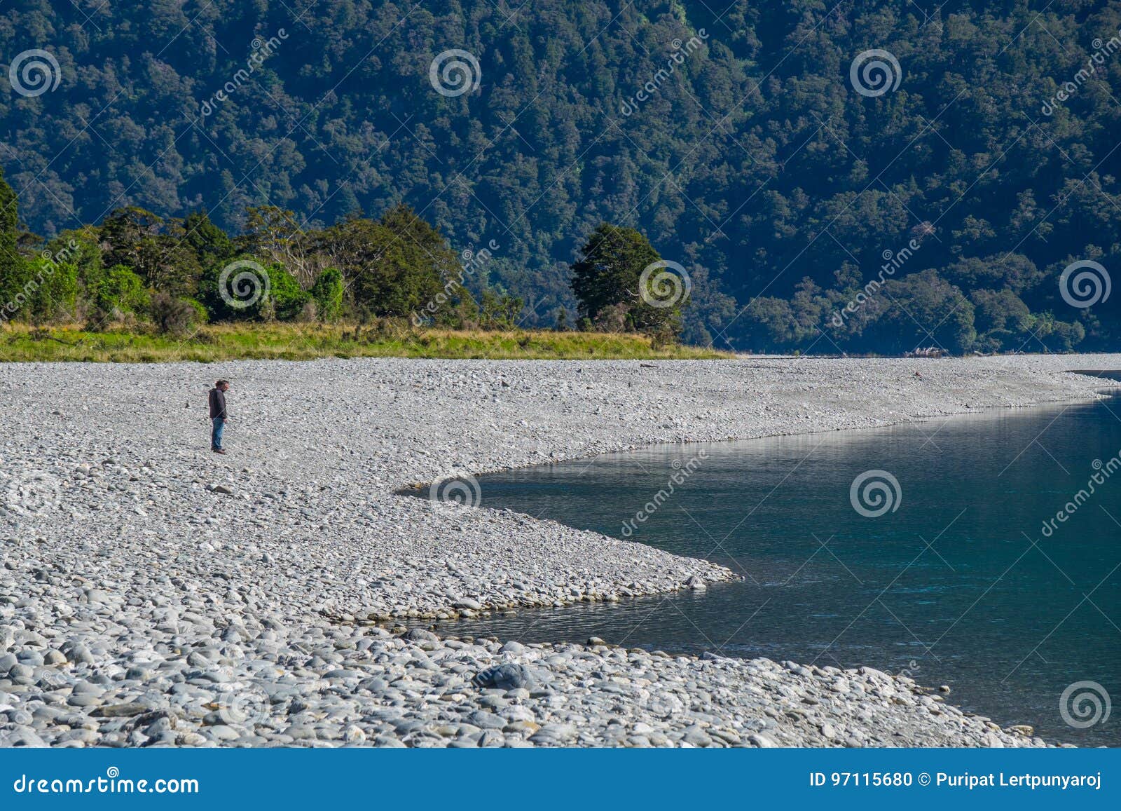 Hasst River At Roaring Billy Falls Track Located In Mt Aspiring