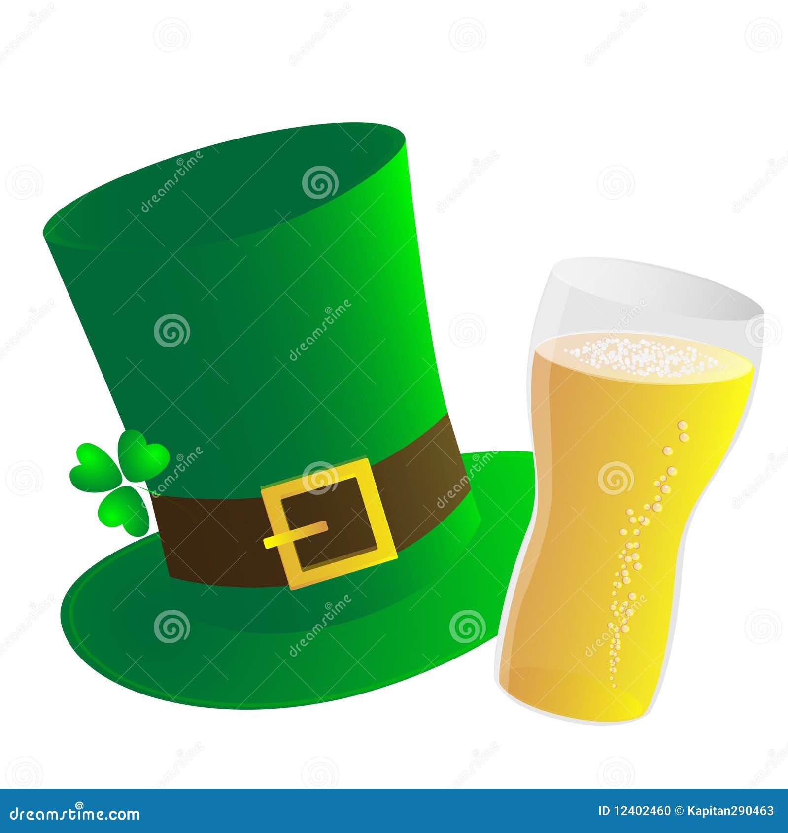 Hat and beer stock vector. Illustration of green, grass 12402460
