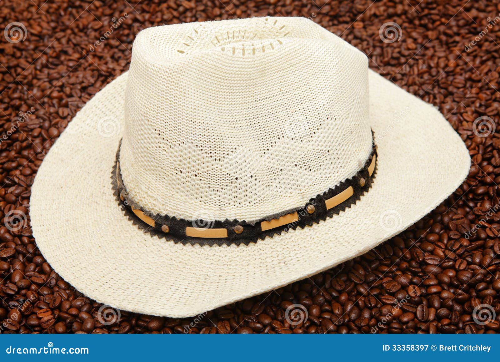 Hat and coffee beans stock image. Image of columbian 33358397