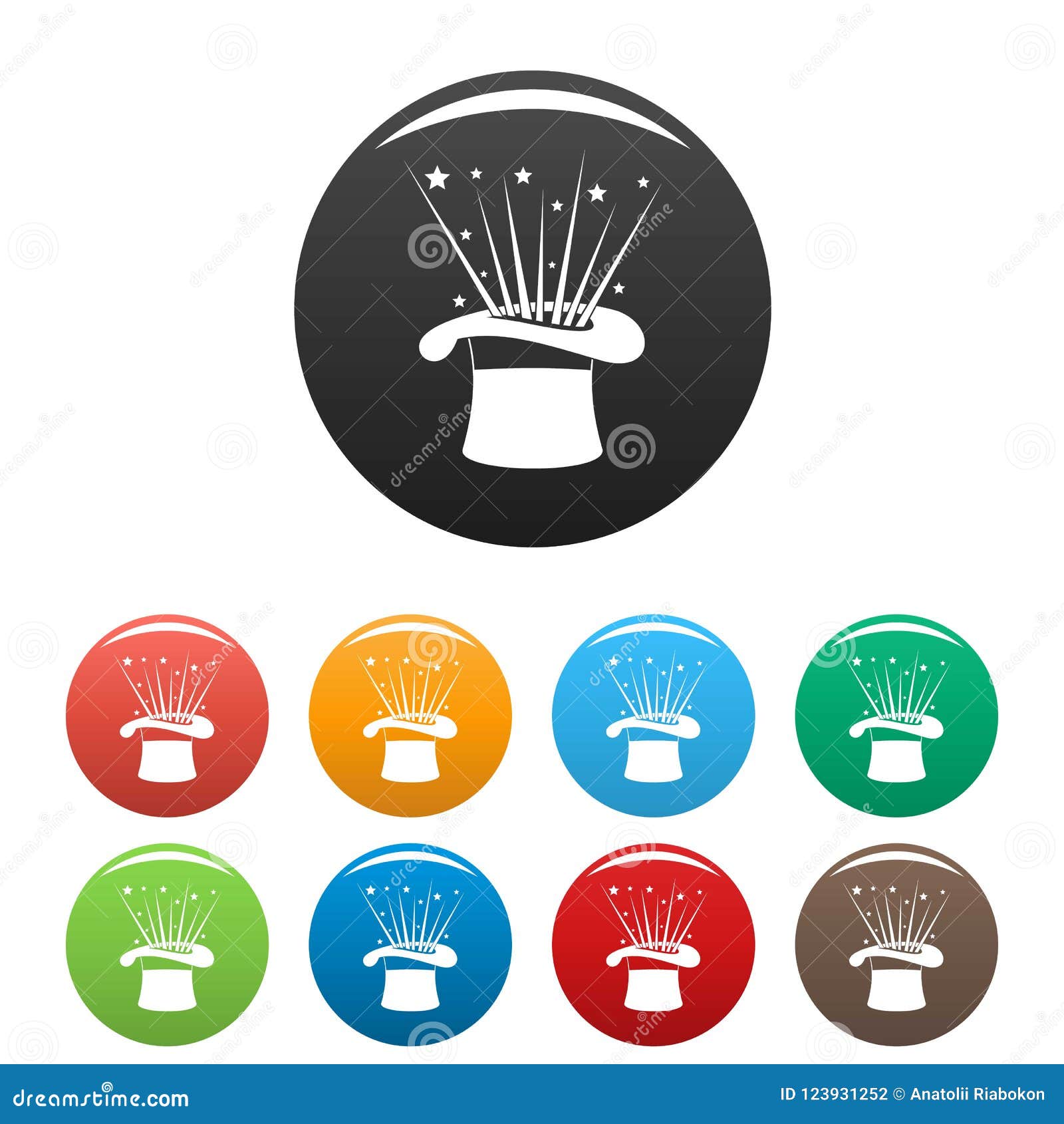 Hat and Firework Icons Set Color Stock Illustration Illustration of