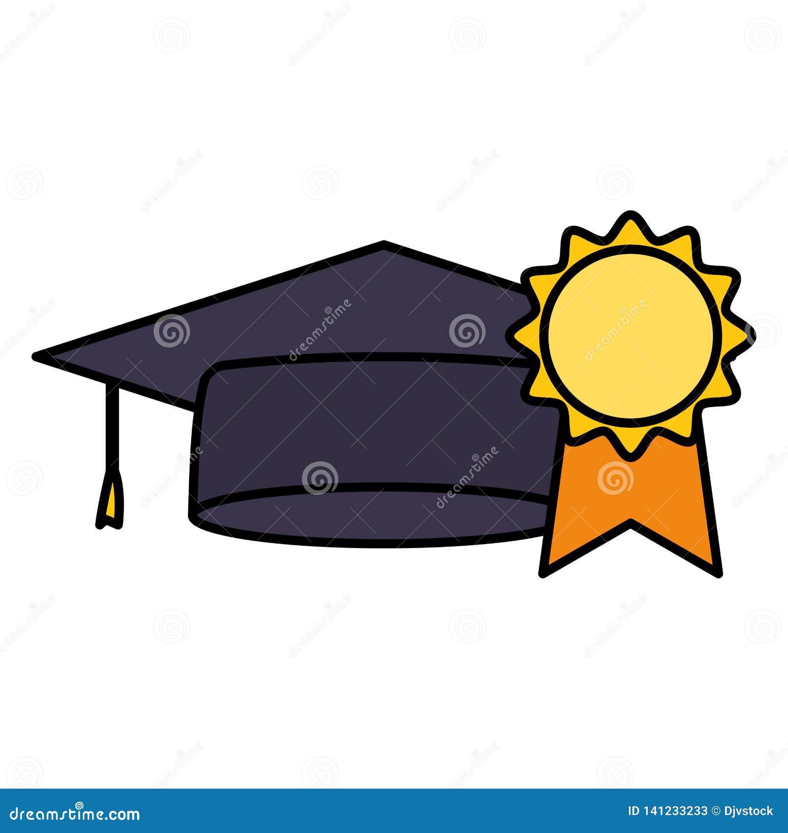 Hat Graduation with Medal Award Stock Vector Illustration of element