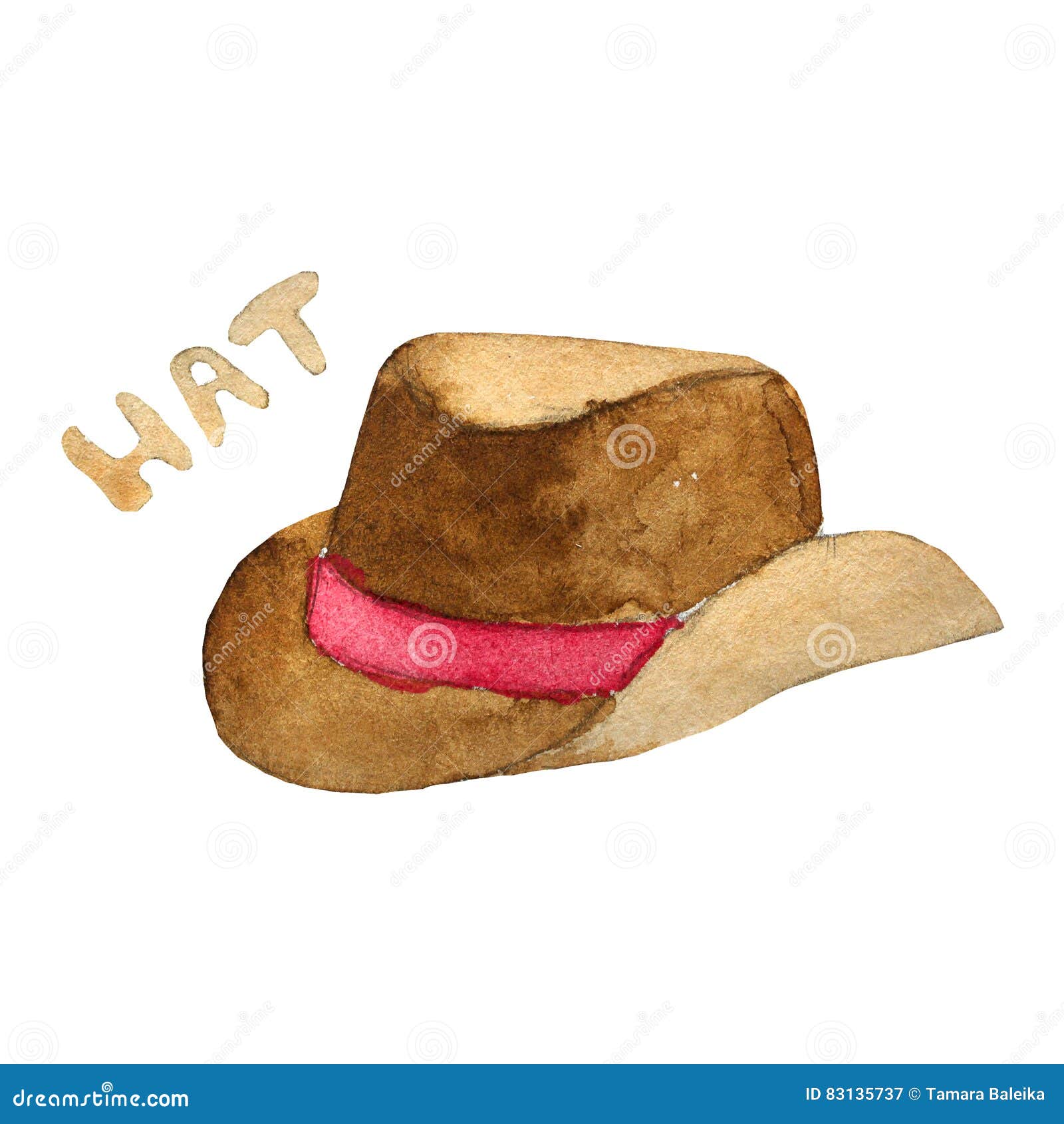 Hat. Hand Drawn Watercolor Illustration Stock Illustration