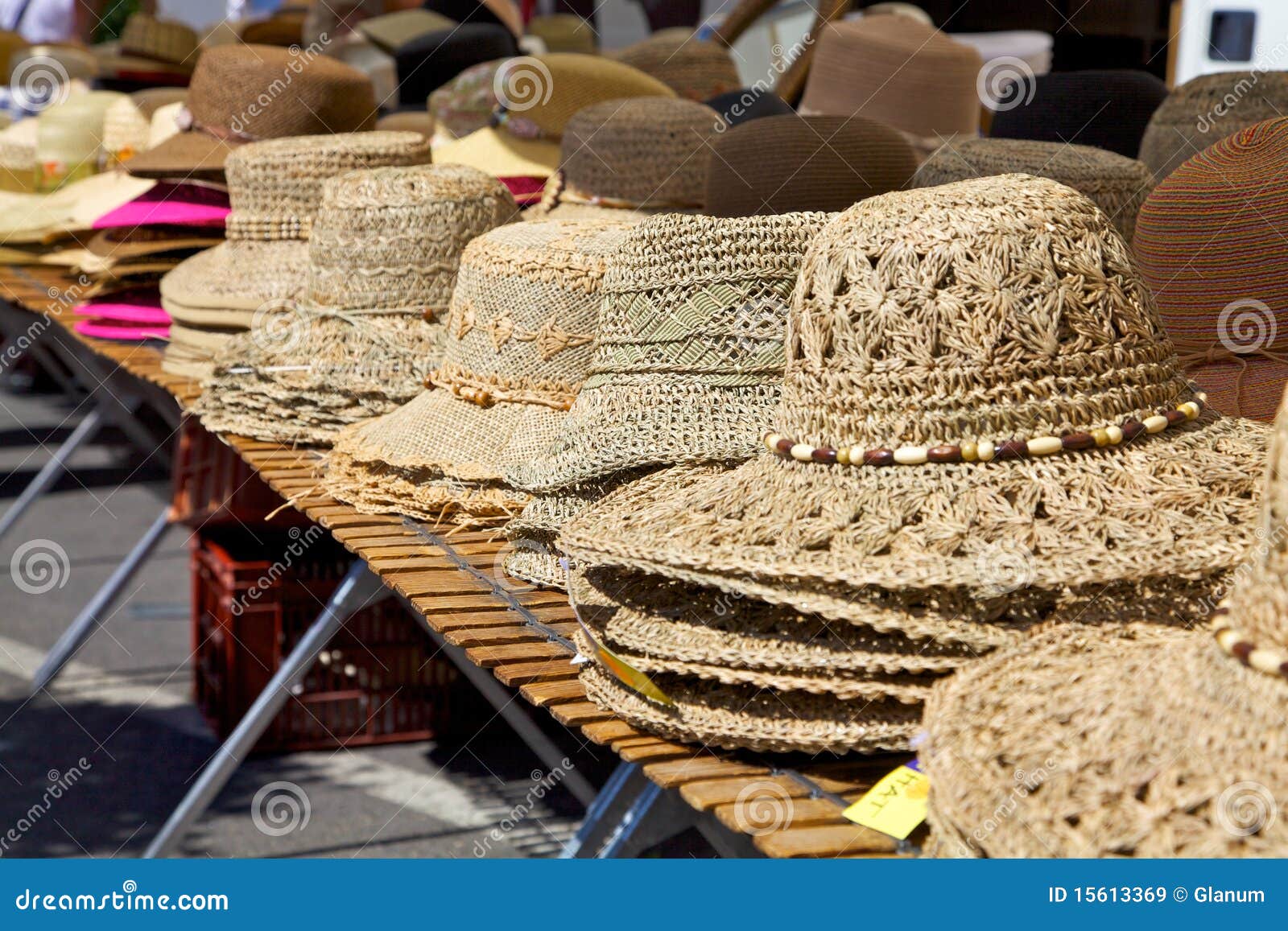 Hat Stand at Market stock image. Image of clothing, straw 15613369