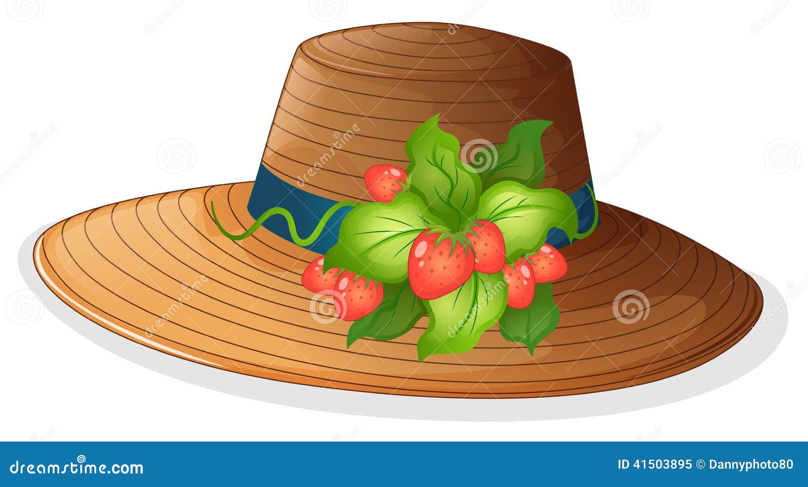 A hat with strawberries stock vector. Illustration of background 41503895