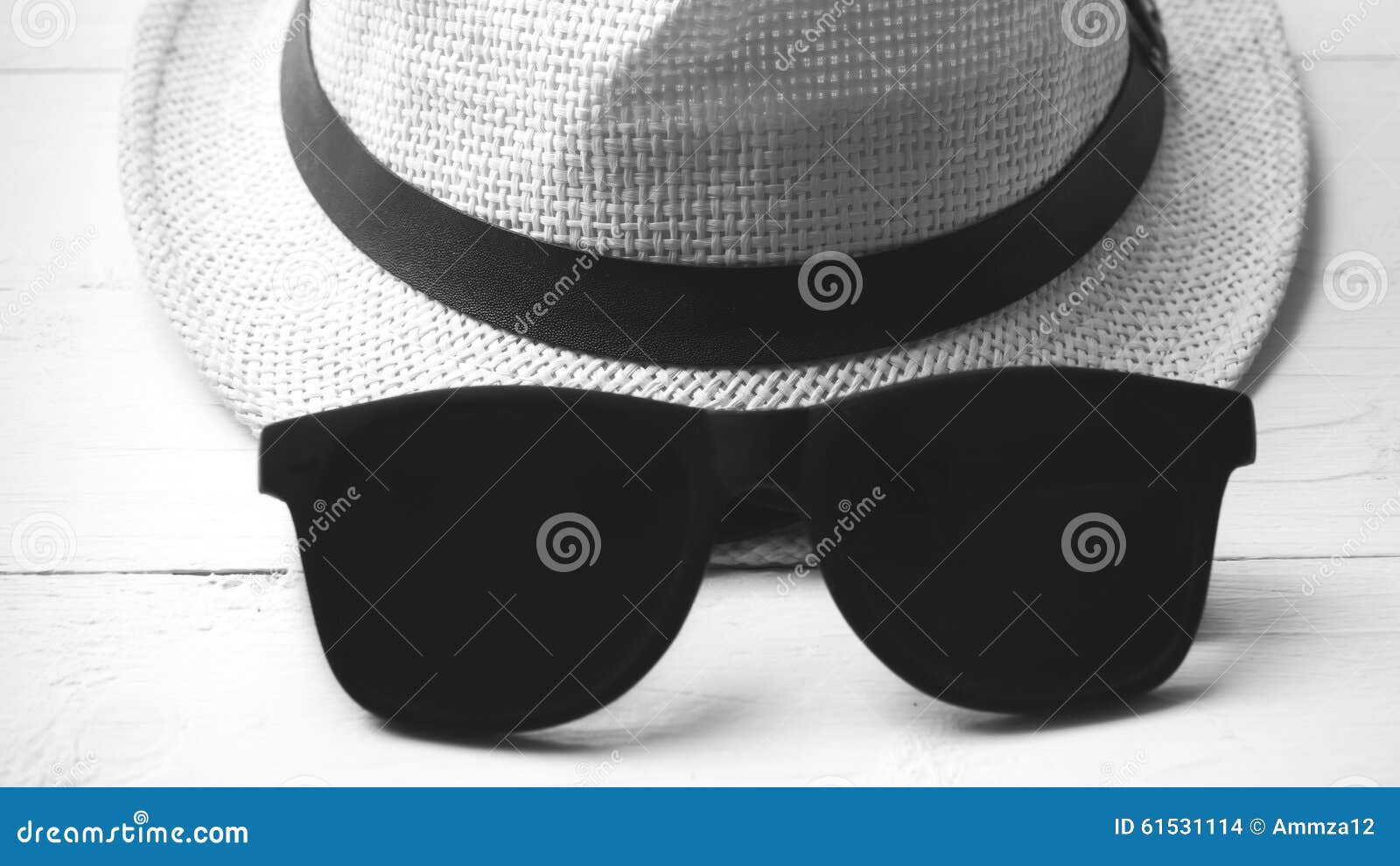 Hat and Sunglasses Black and White Color Stock Photo Image of style, protection 61531114