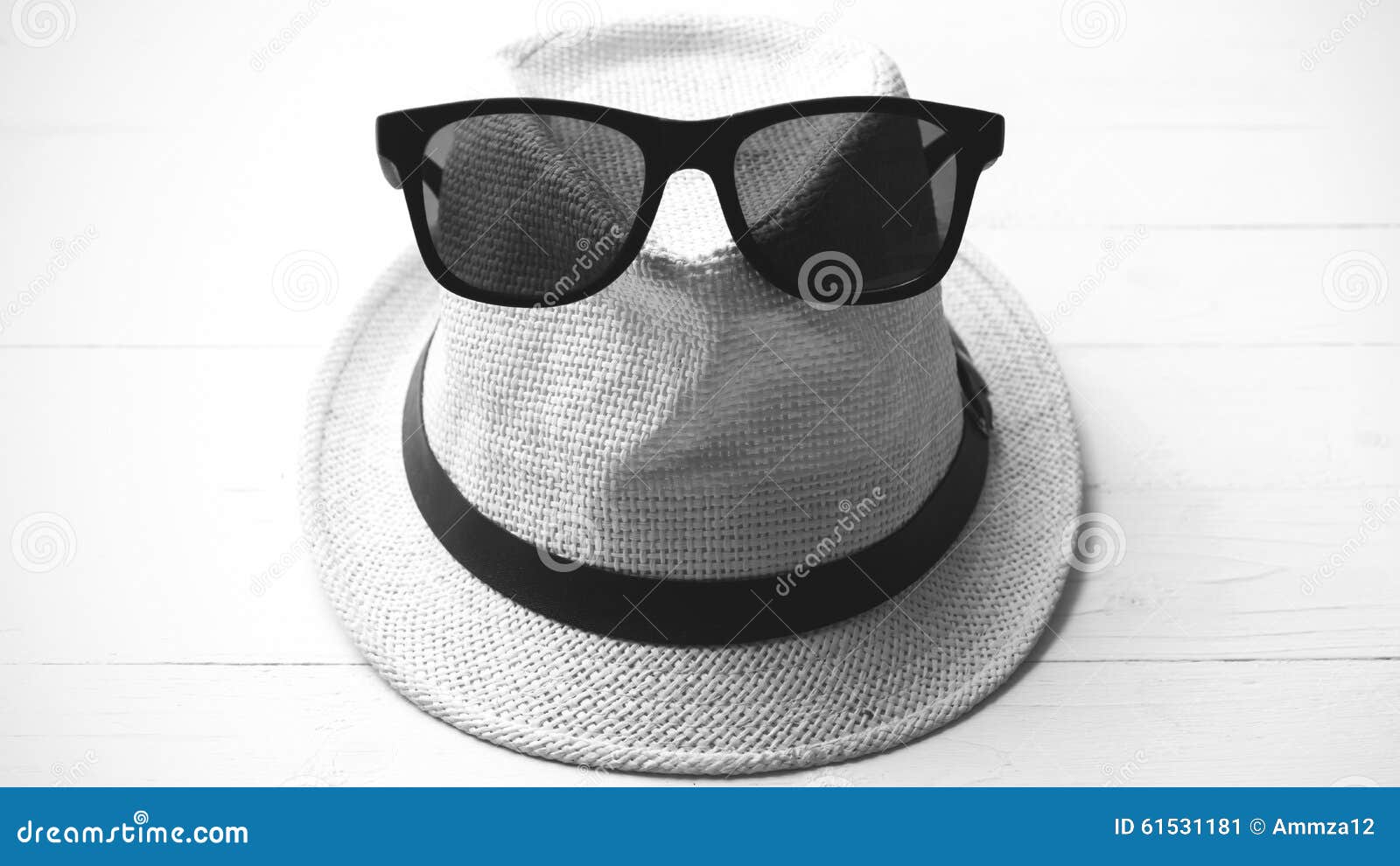 Hat and Sunglasses Black and White Color Stock Image Image of relaxation, travel 61531181