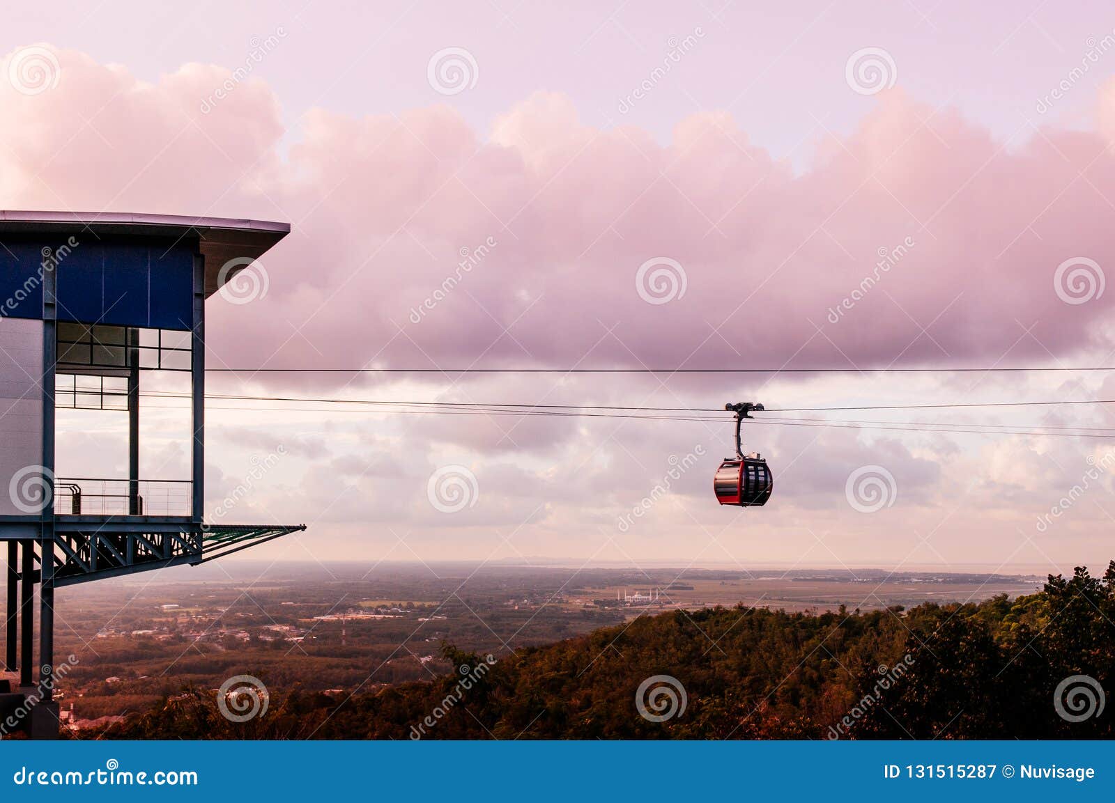 hat yai city view at sunset in summer from hat yai public park cable car ropeway, songkhla