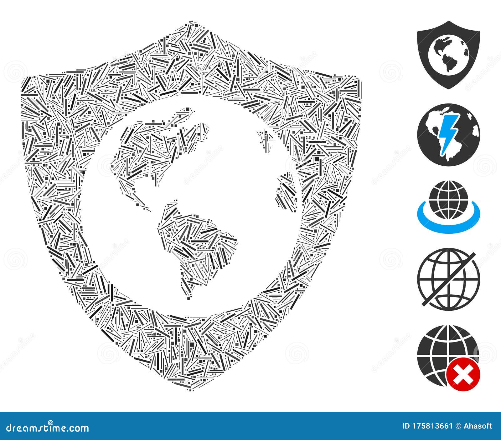 Hatch Mosaic Earth Shield Icon Stock Illustration Illustration Of