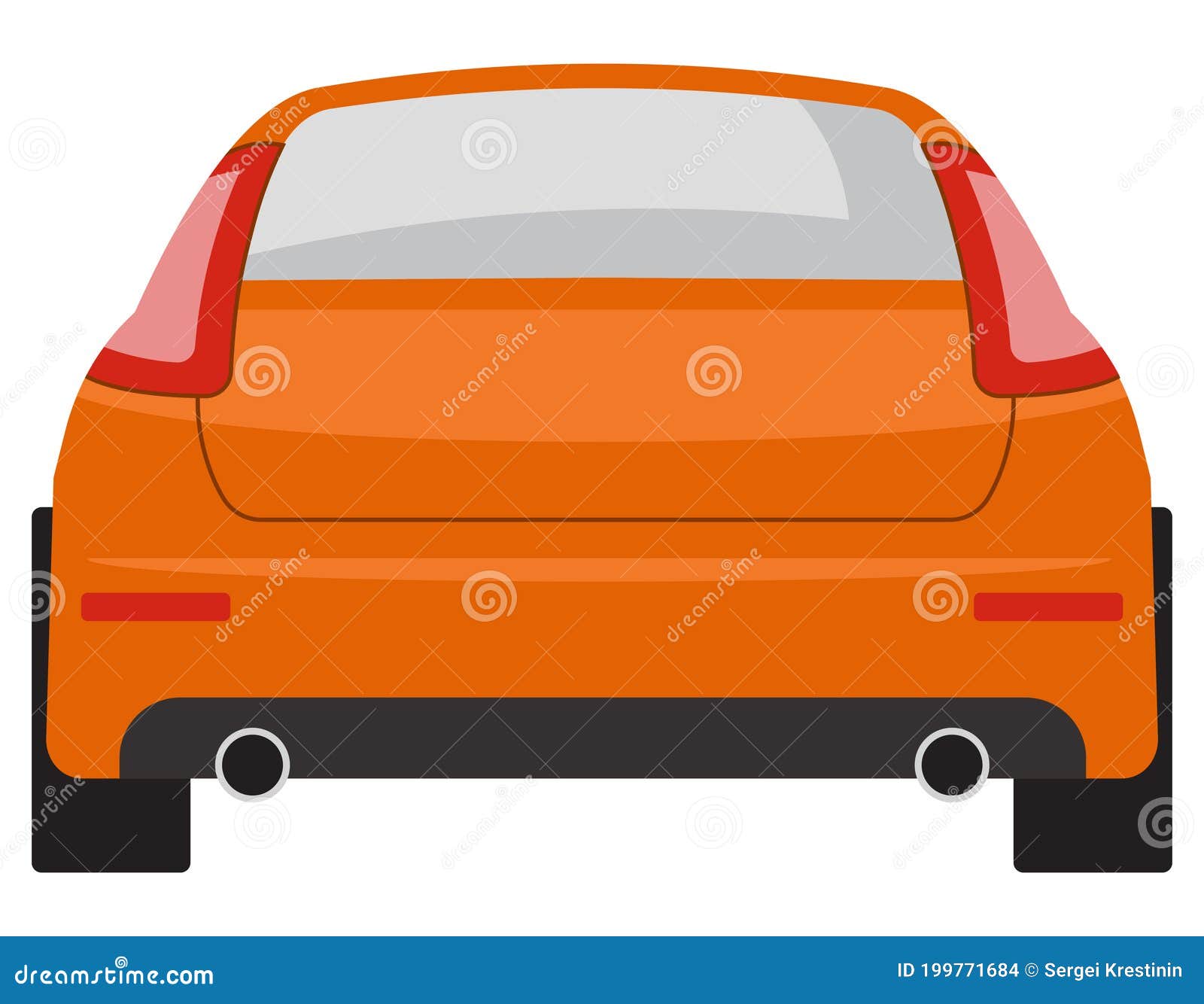 Hatchback car back view stock illustration. Illustration of orange