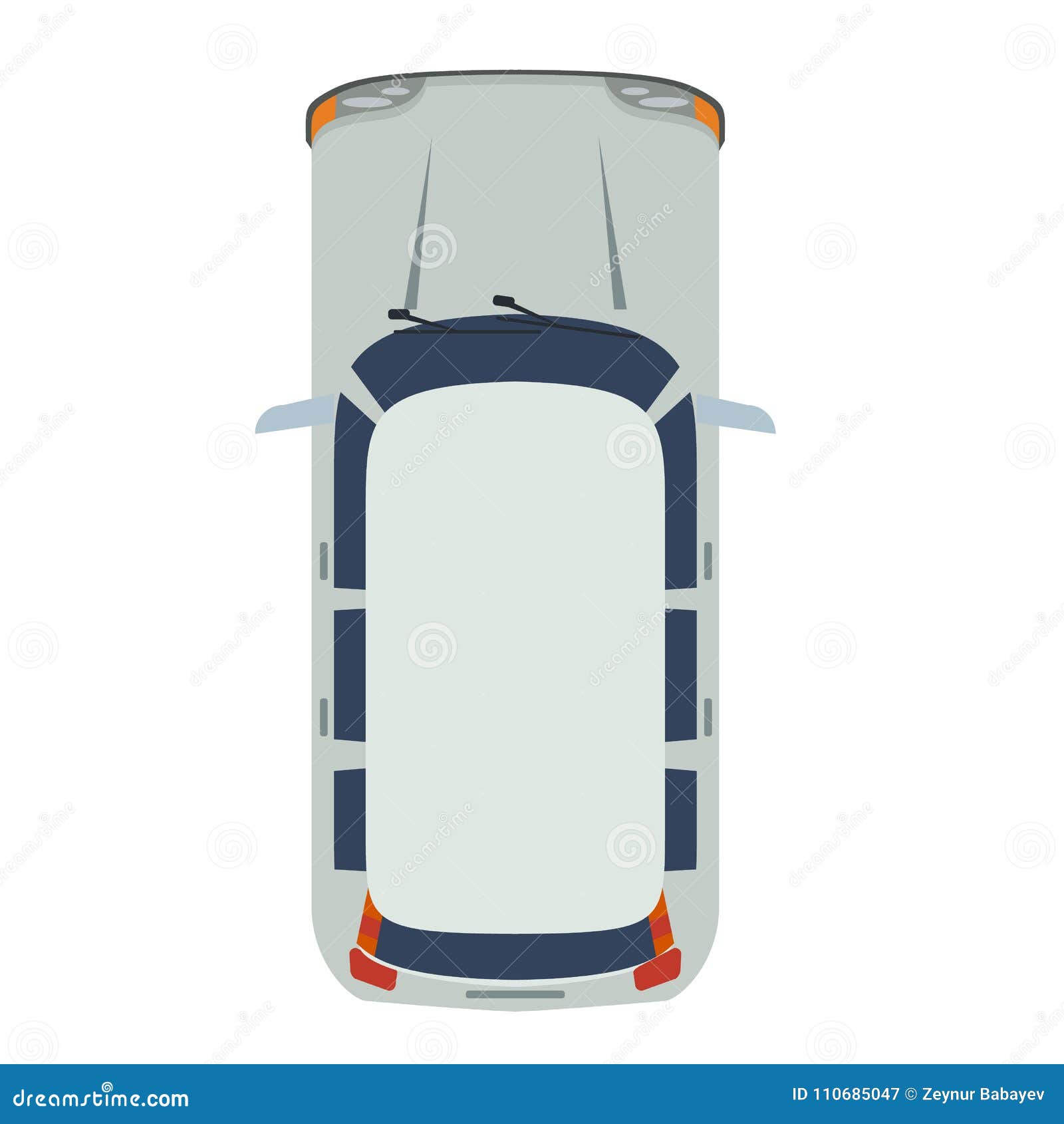 Hatchback Car Top View. Realistic and Flat Color Style Design Vector ...