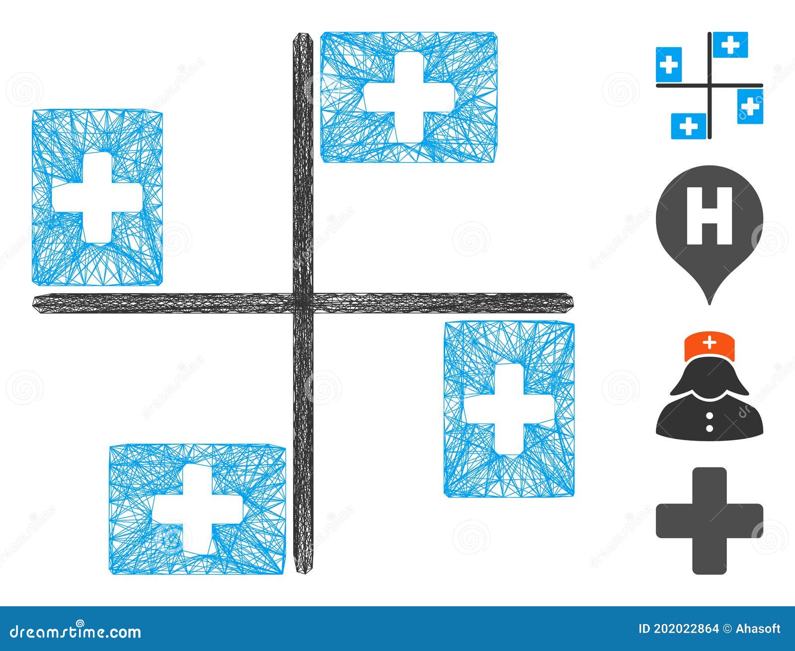 Hatched Hospital Flags Vector Mesh Stock Illustration Illustration of