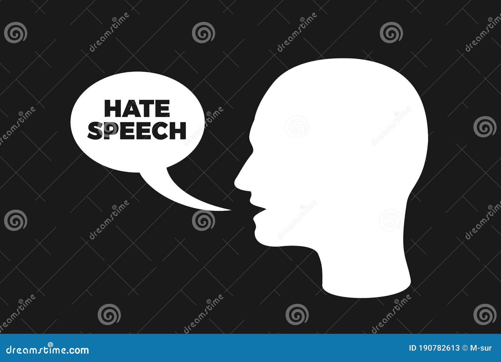 Hate speech - islhouette of man is doing offensive and violent talk and speaking