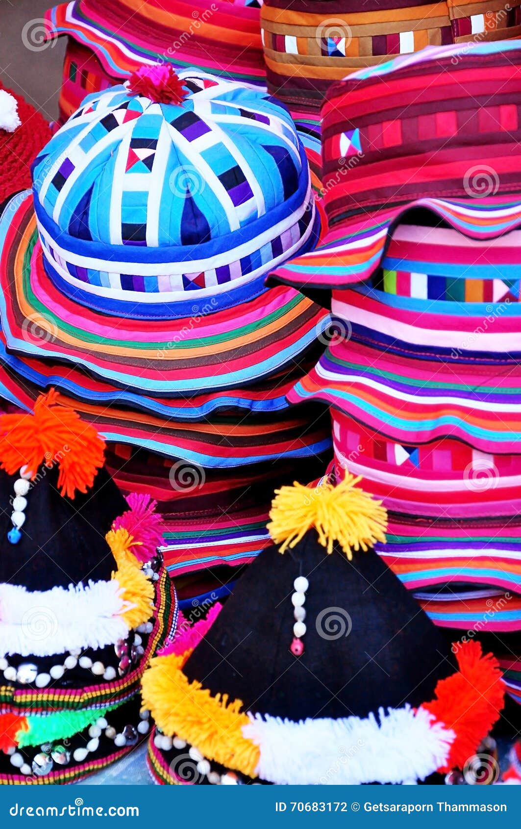 Hats and Caps Thailand Style for Background Stock Photo Image of