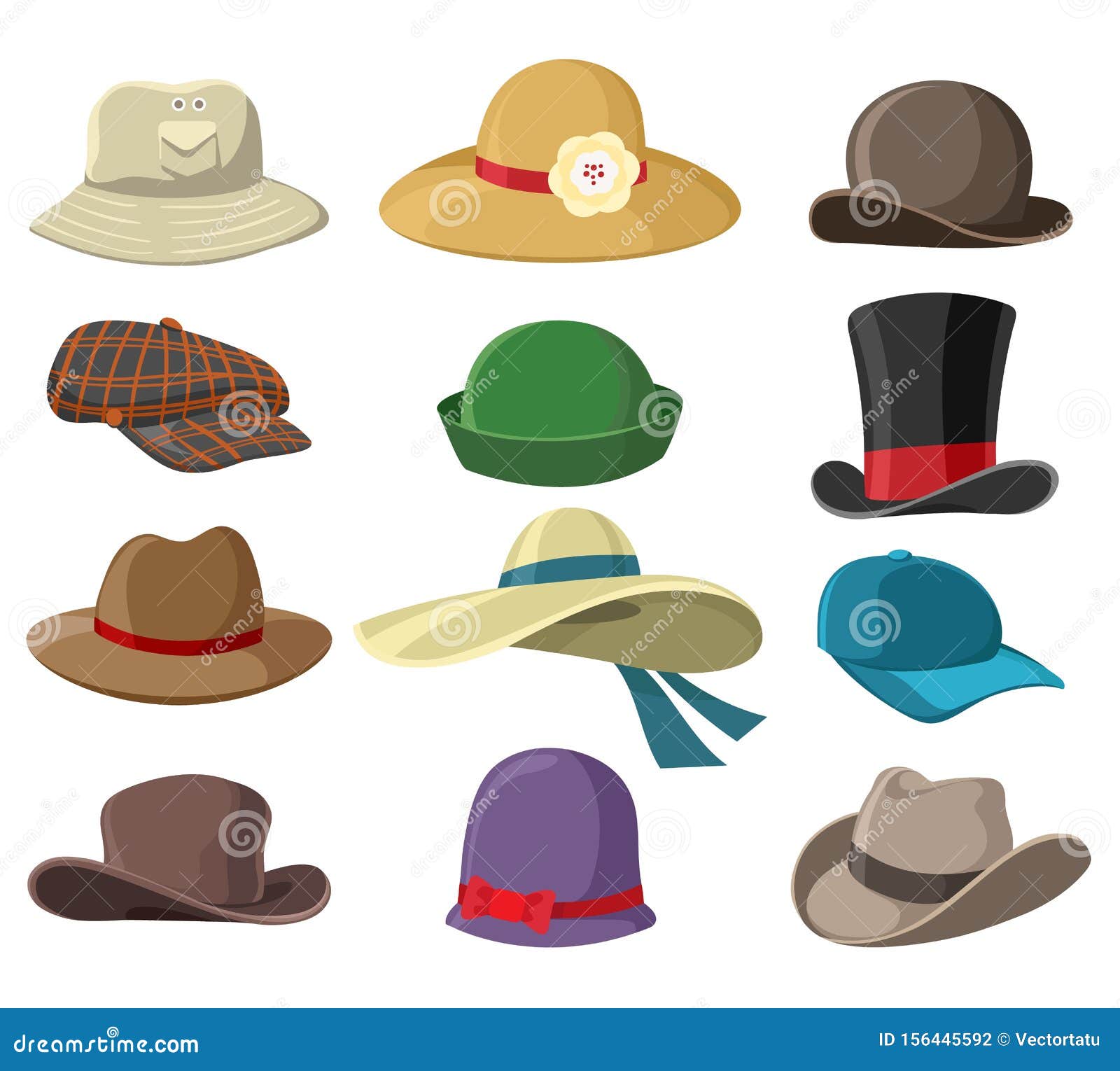 Hats and headwears stock vector. Illustration of headwear - 156445592