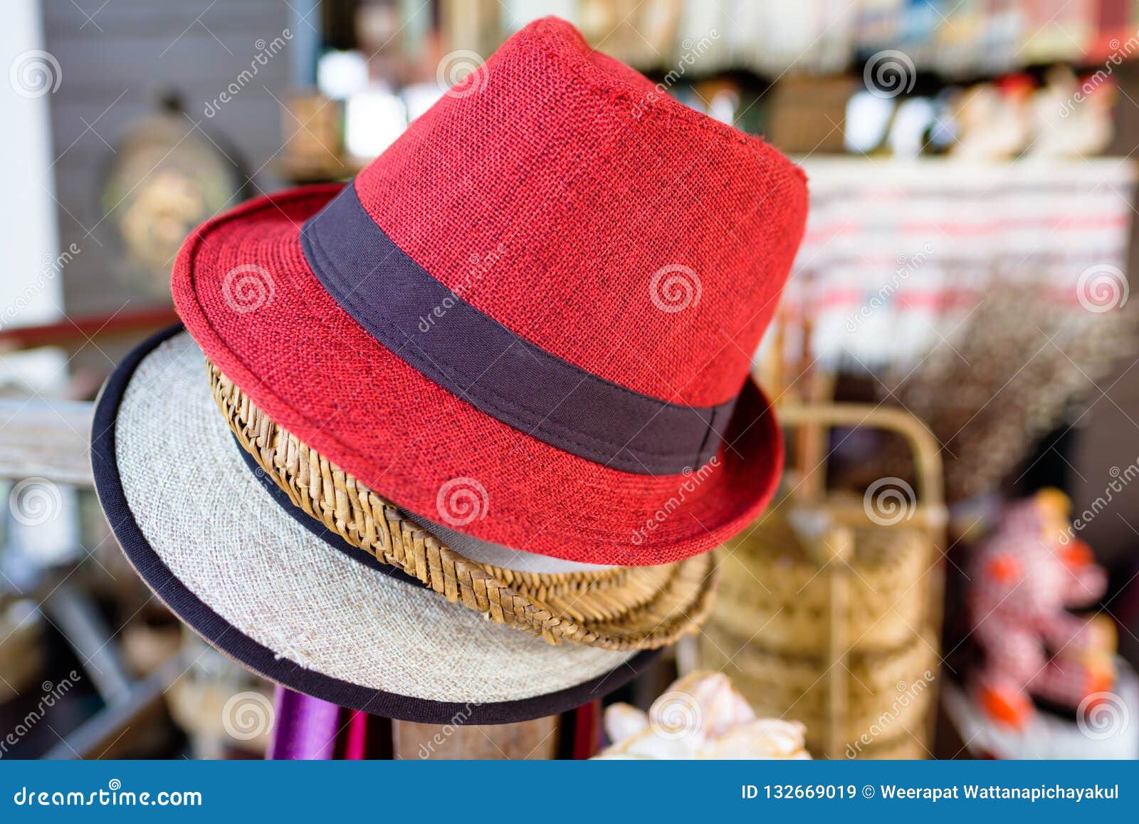Hats in Souvenir Shop stock image. Image of stack, goods 132669019