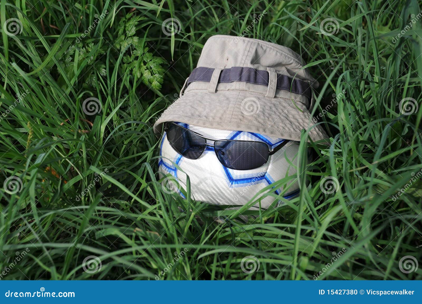 Hatted Soccer Ball with Sunglasses Stock Photo Image of field, game