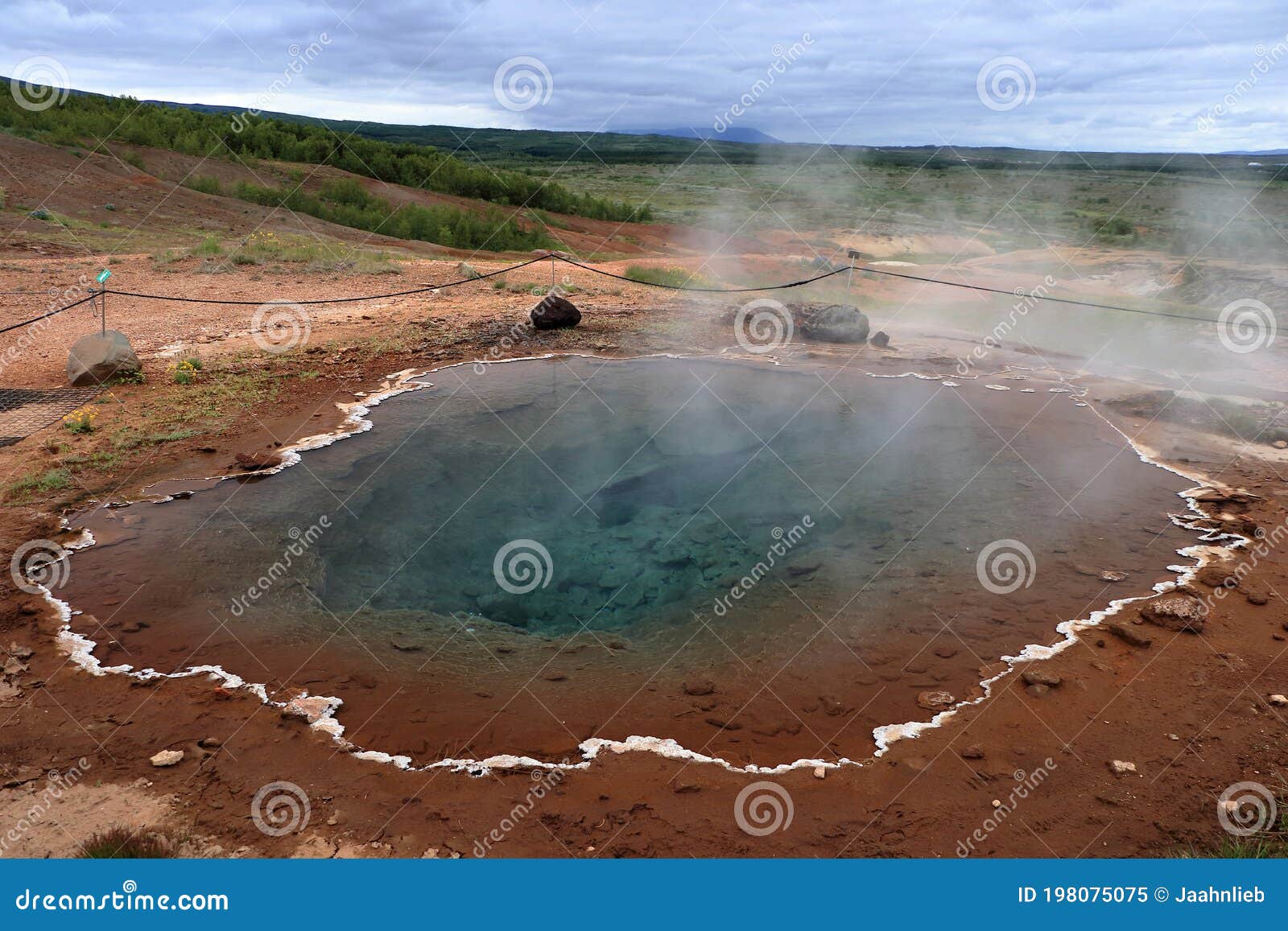 haukadalur geothermal area with konungshver hot spring, golden circle, western iceland
