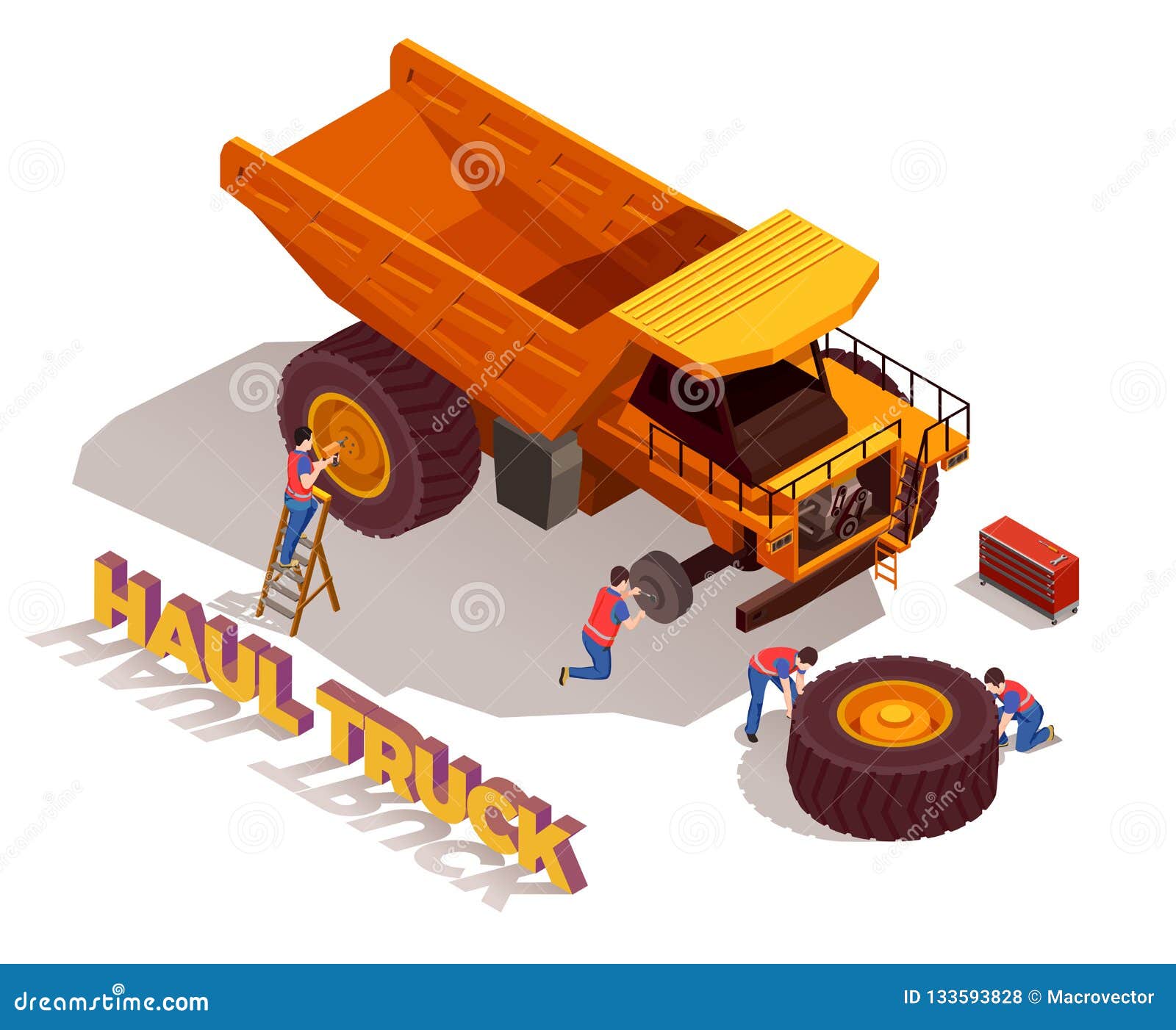Haul Truck Isometric Composition Stock Vector ...