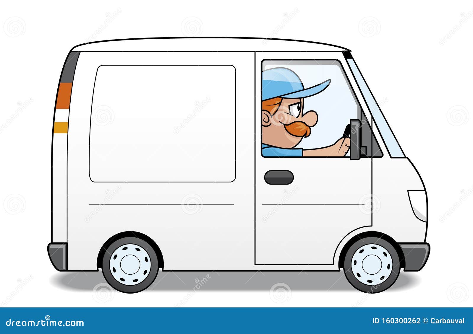 Haulier driving the van stock vector. Illustration of single - 160300262