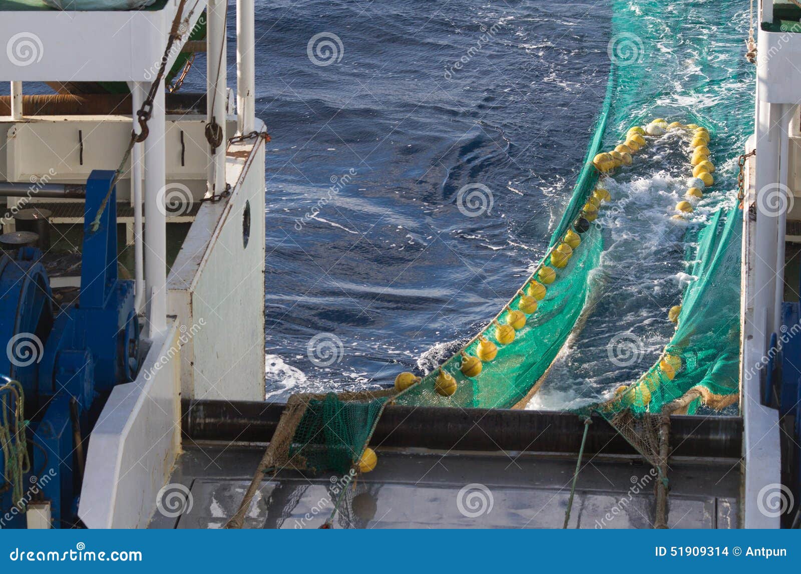 Hauling Otter Trawl Fishing Nets Stock Photo - Image of trawl
