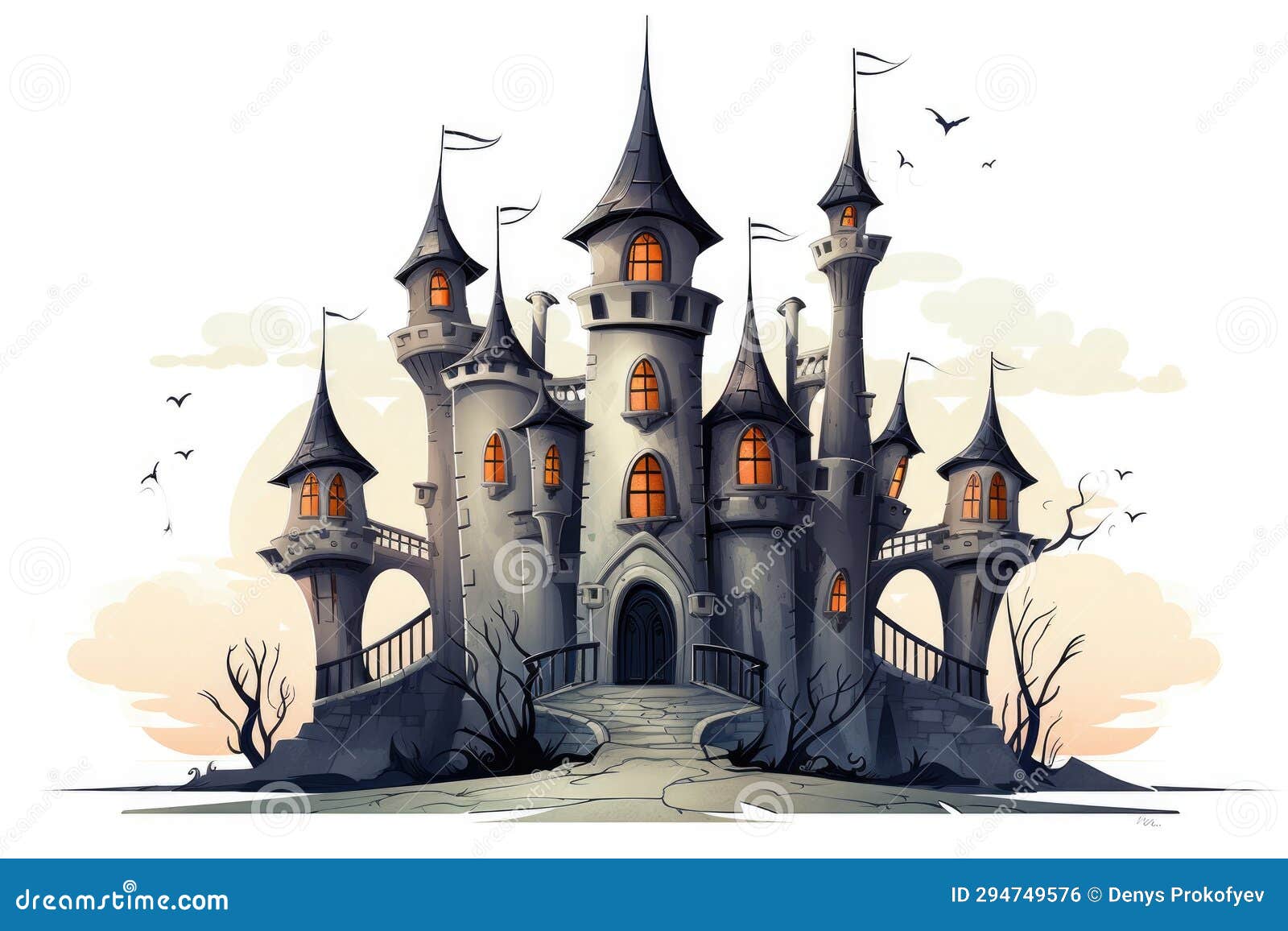 haunted castle in cartoon style