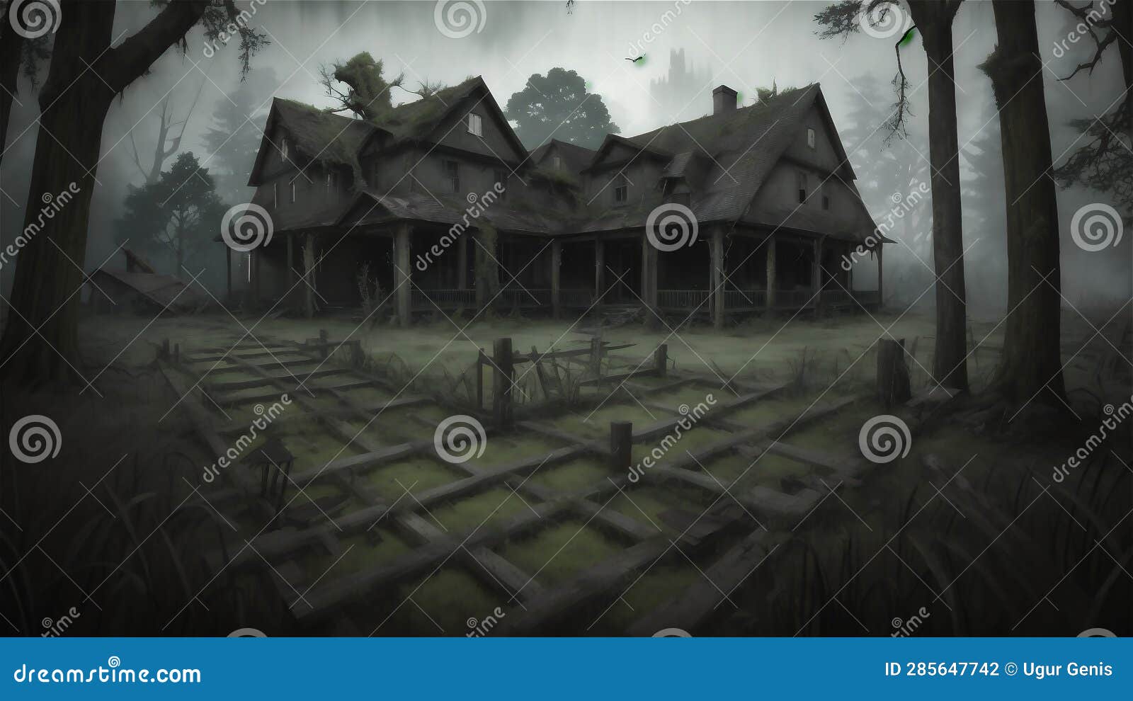 haunted house. creepy atmosphere for halloween.