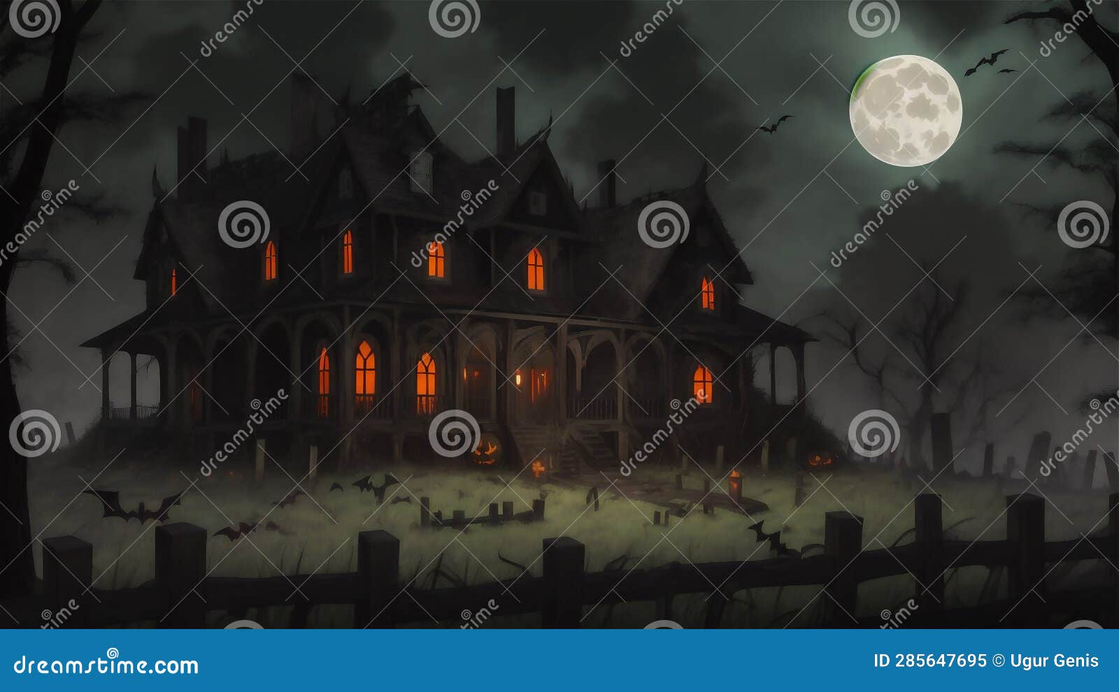 haunted house. creepy atmosphere for halloween.
