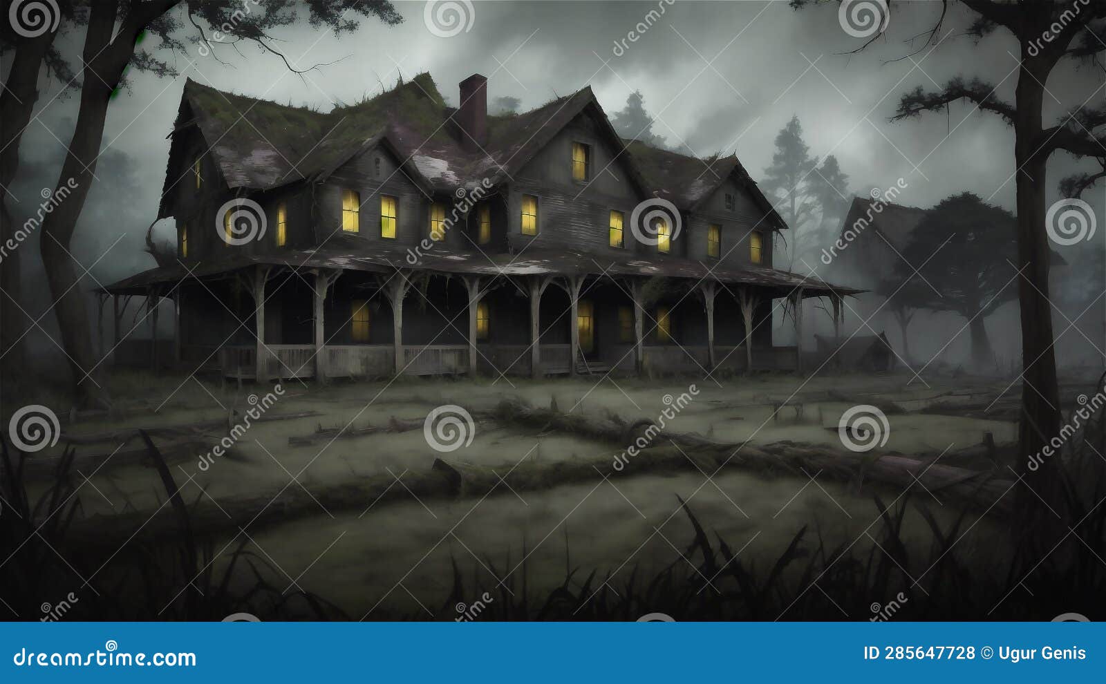 haunted house. creepy atmosphere for halloween.