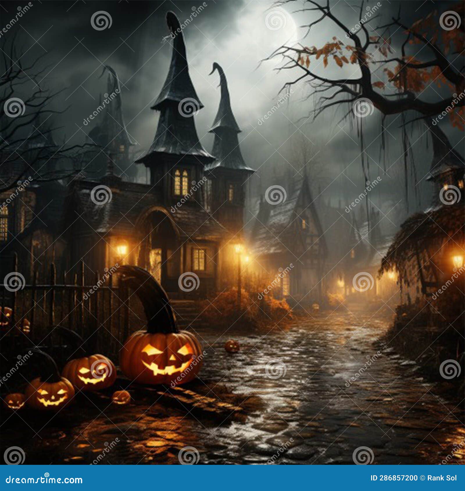 Haunted House in the Forest Stock Illustration - Illustration of autumn 
