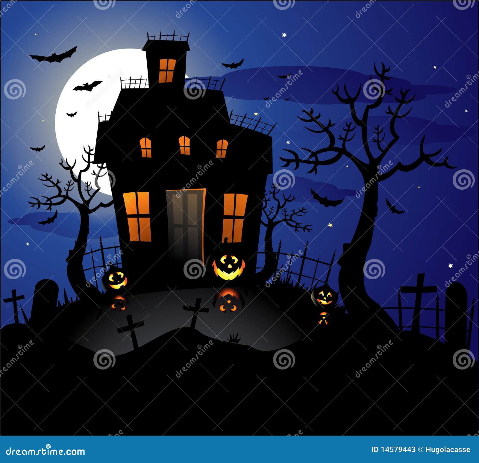 Haunted House Halloween Background Stock Vector - Illustration of ...