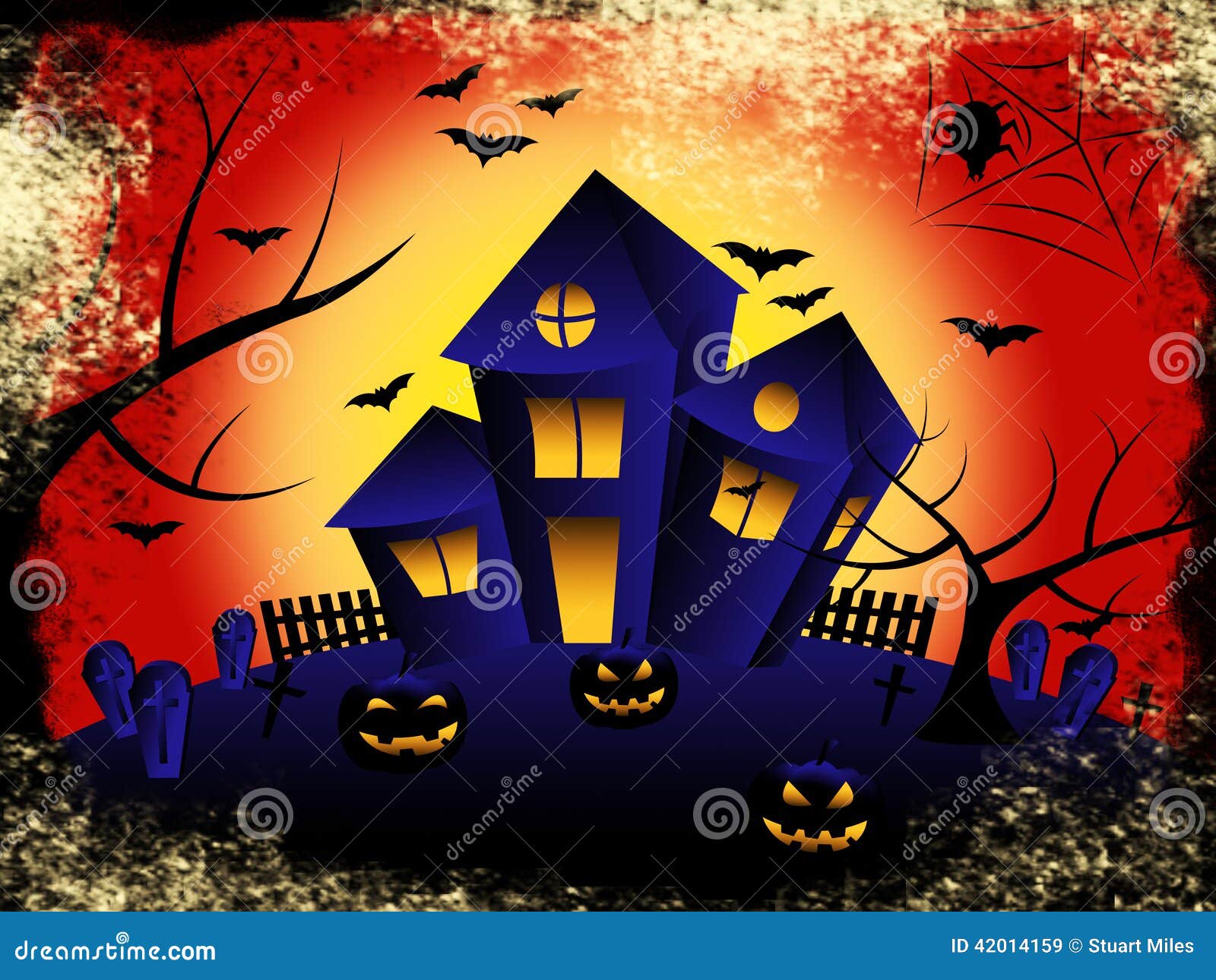Haunted House Shows Trick Or Treat And Celebration Stock 