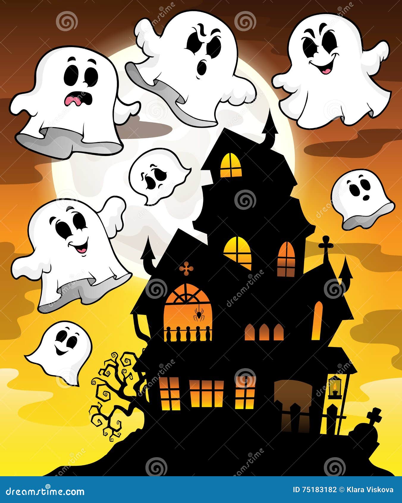 Haunted House Silhouette Theme Image 2 Stock Vector - Illustration of ...