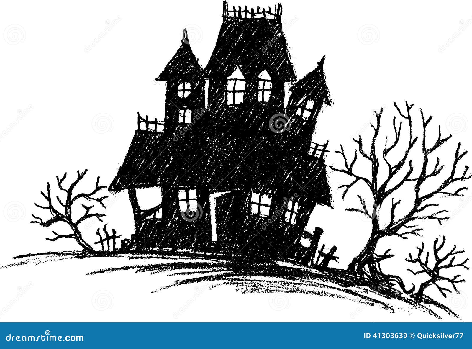 Haunted House Sketch stock vector. Image of object, structure - 41303639